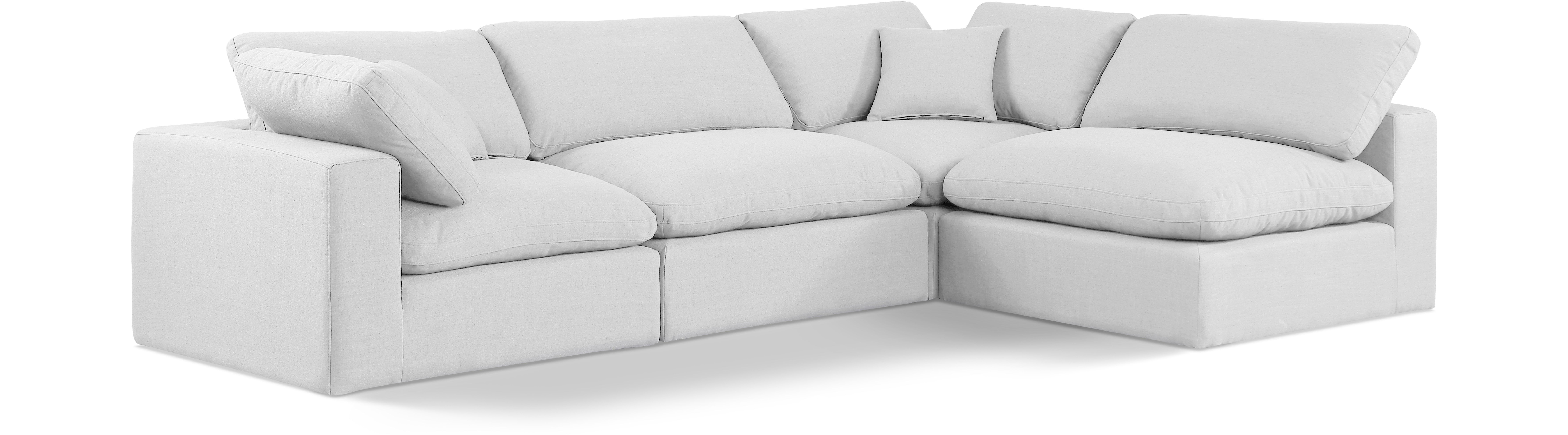 Comfy - 4 Piece Linen Fabric Modular Armless Sectional - Off White