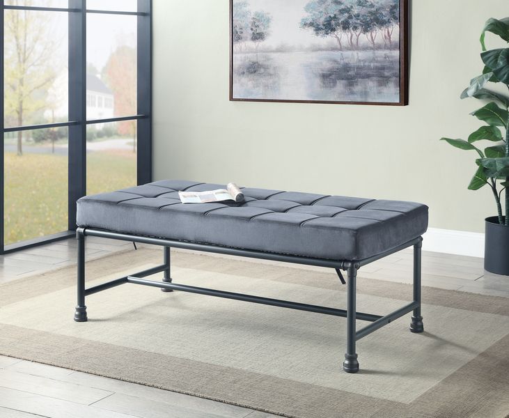 Brantley - Bench - Gray Velvet & Sandy Gray, dark gray
