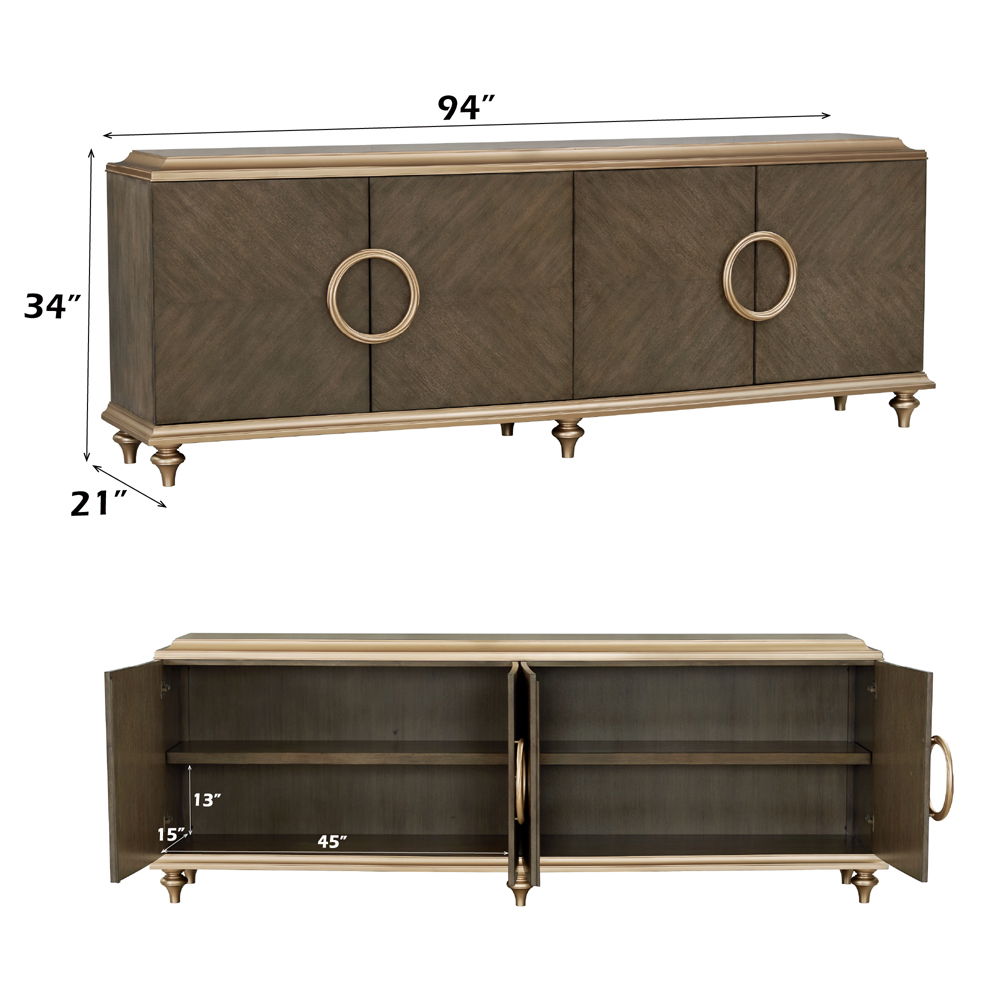 Ashtin - Console Cabinet - Brown, light brown, view 6