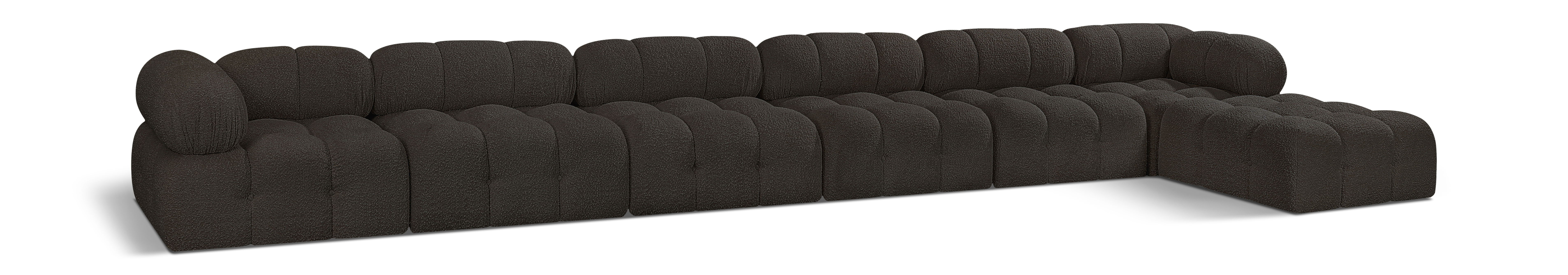 Ames - 7 Piece Boucle Fabric Modular L-Shaped Sectional - Brown