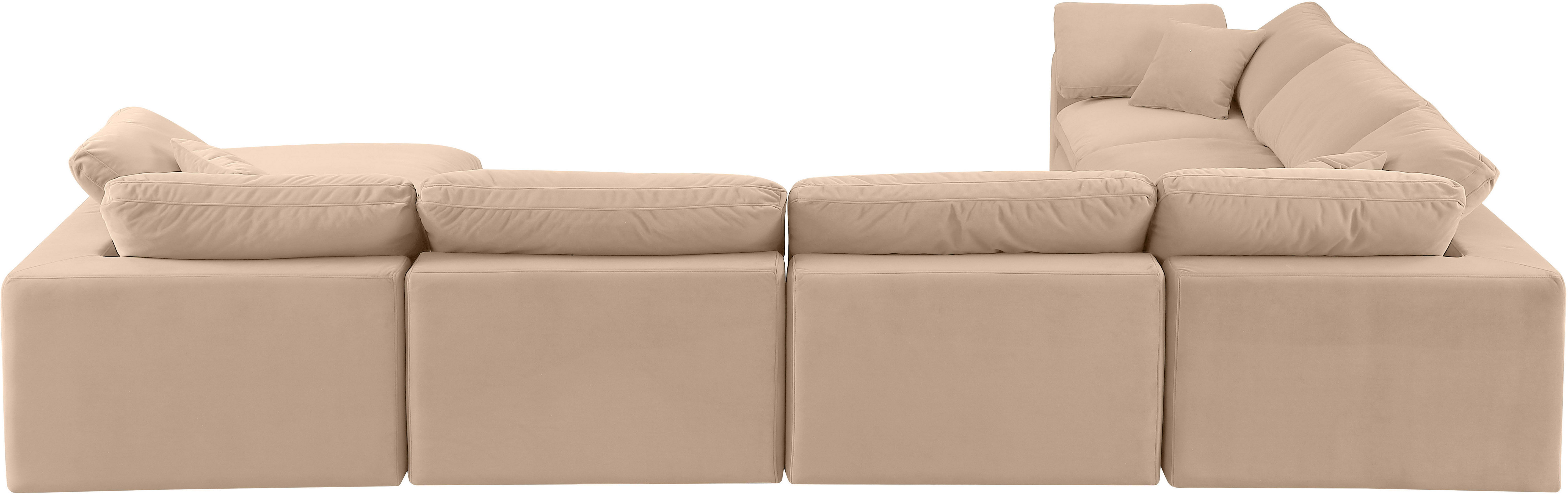 Comfy - 7 Piece Velvet Modular Sectional With Chaise - Light Beige