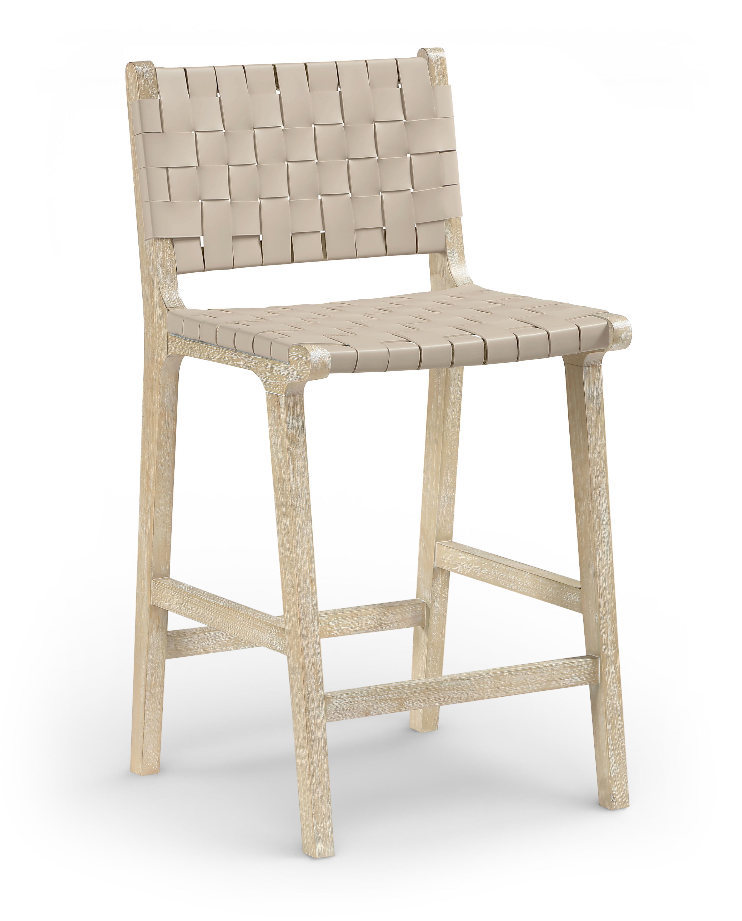 Entwine - Vegan Leather Upholstered Counter Stool - Beige / Painted Natural