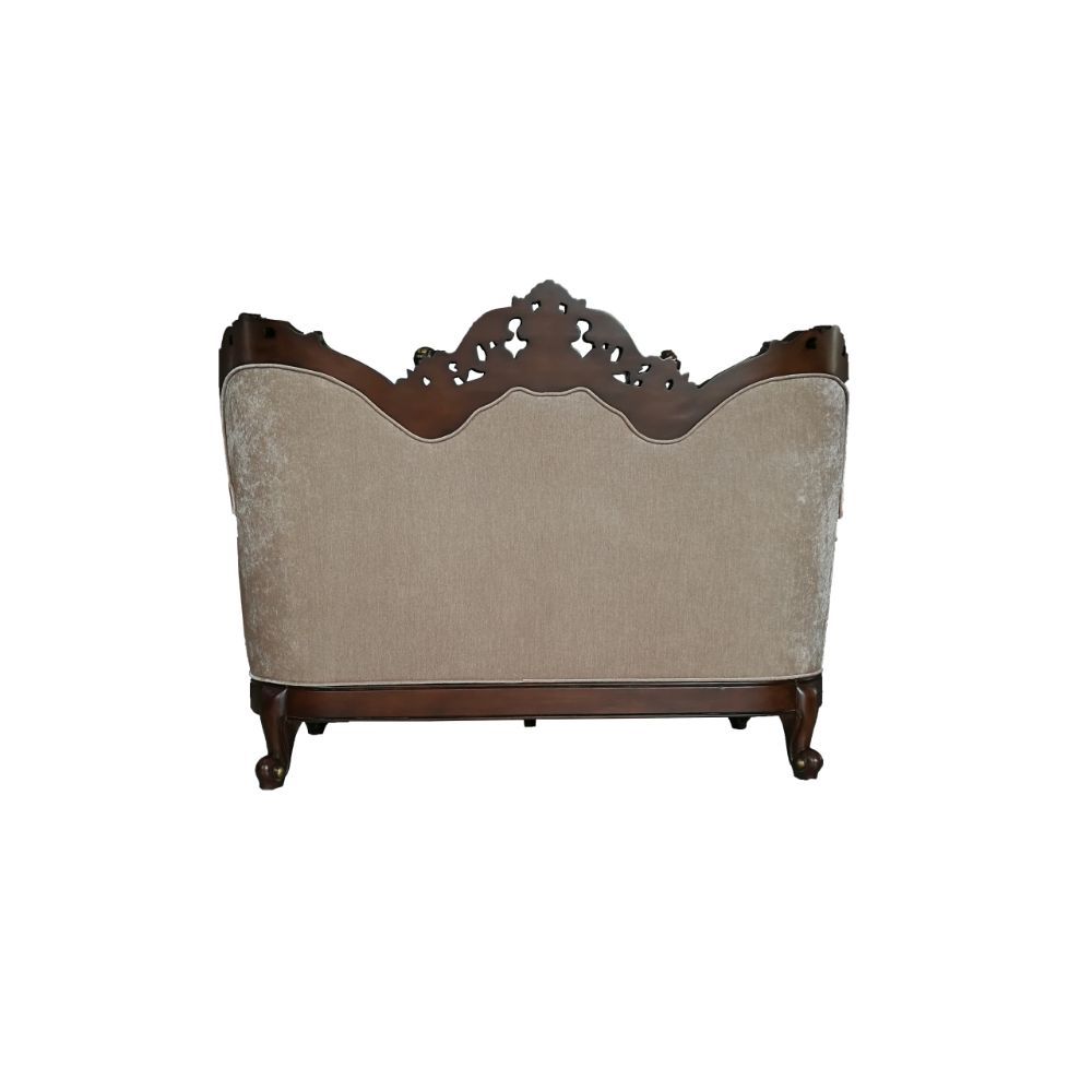 Devayne - Loveseat With 4 Pillows (Same Lv01583) - Pattern Fabric & Dark Walnut, beige, view 3