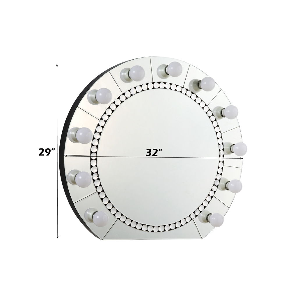 Farai - 29" Accent Mirror - Mirrored & Faux Crystal Diamonds, silver, view 3