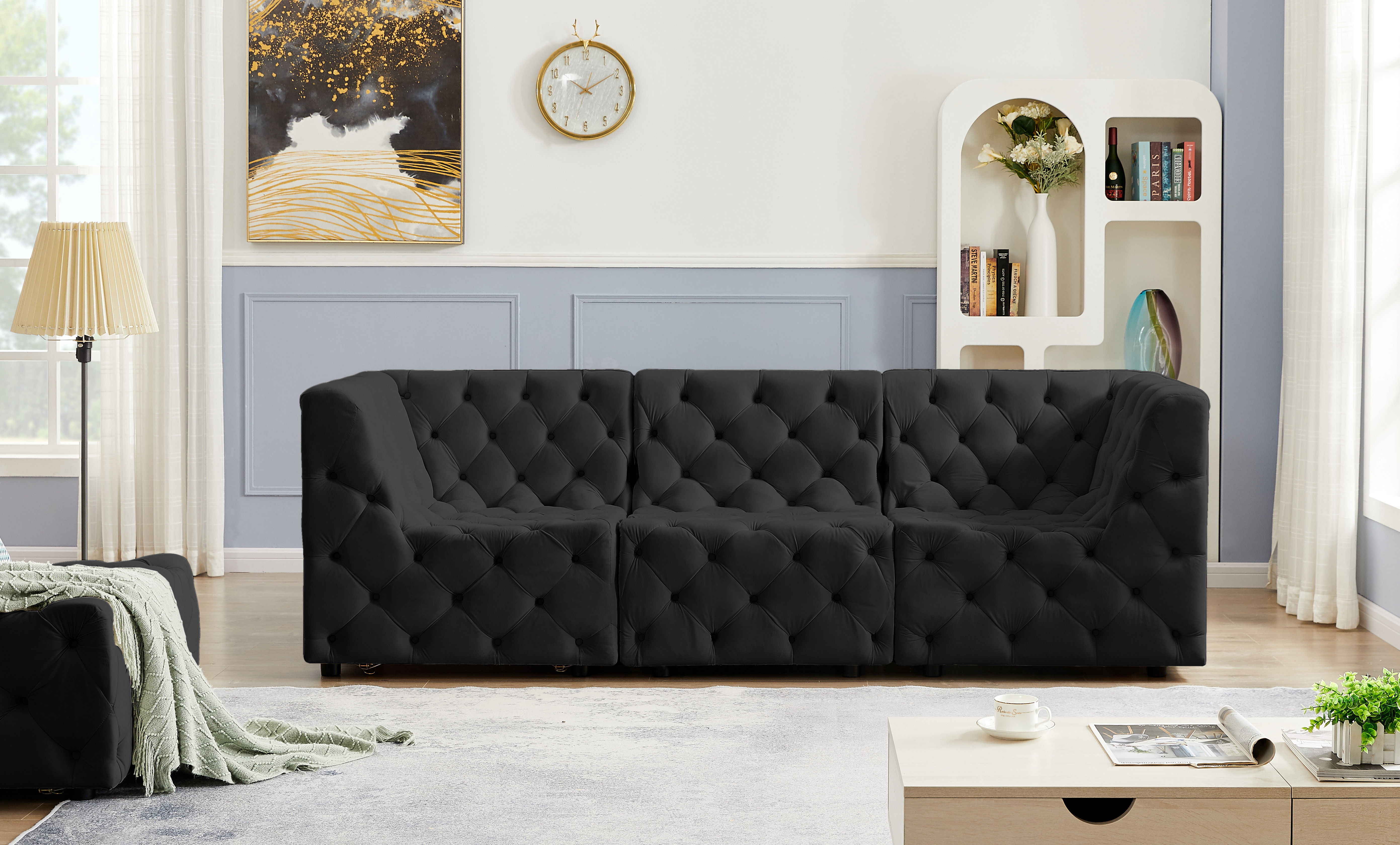 Tuft - 3 Piece Modular Sofa - Black