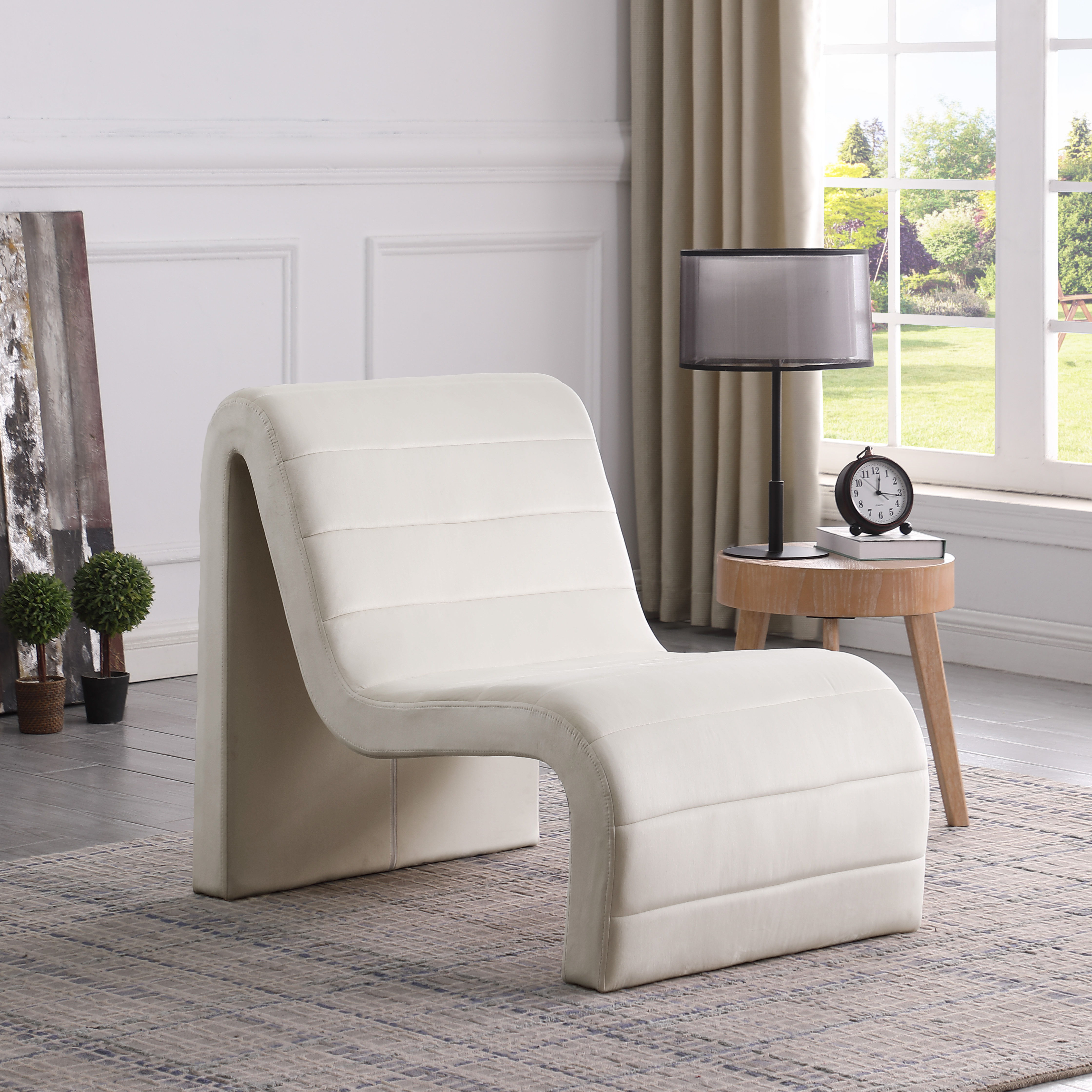 Ivy - Velvet Accent Chair - Cream