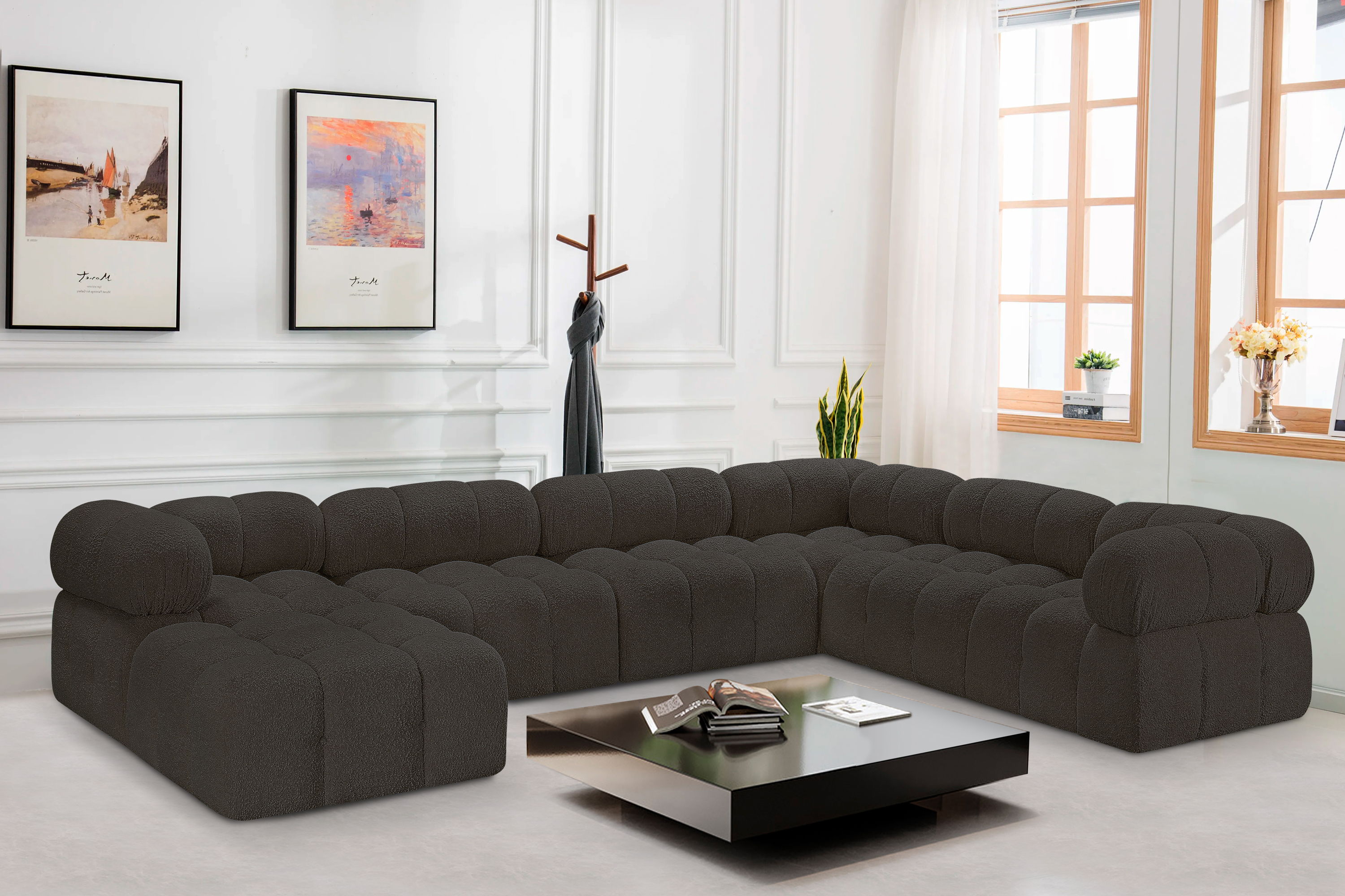 Ames - 7 Piece Modular Sectional - Brown
