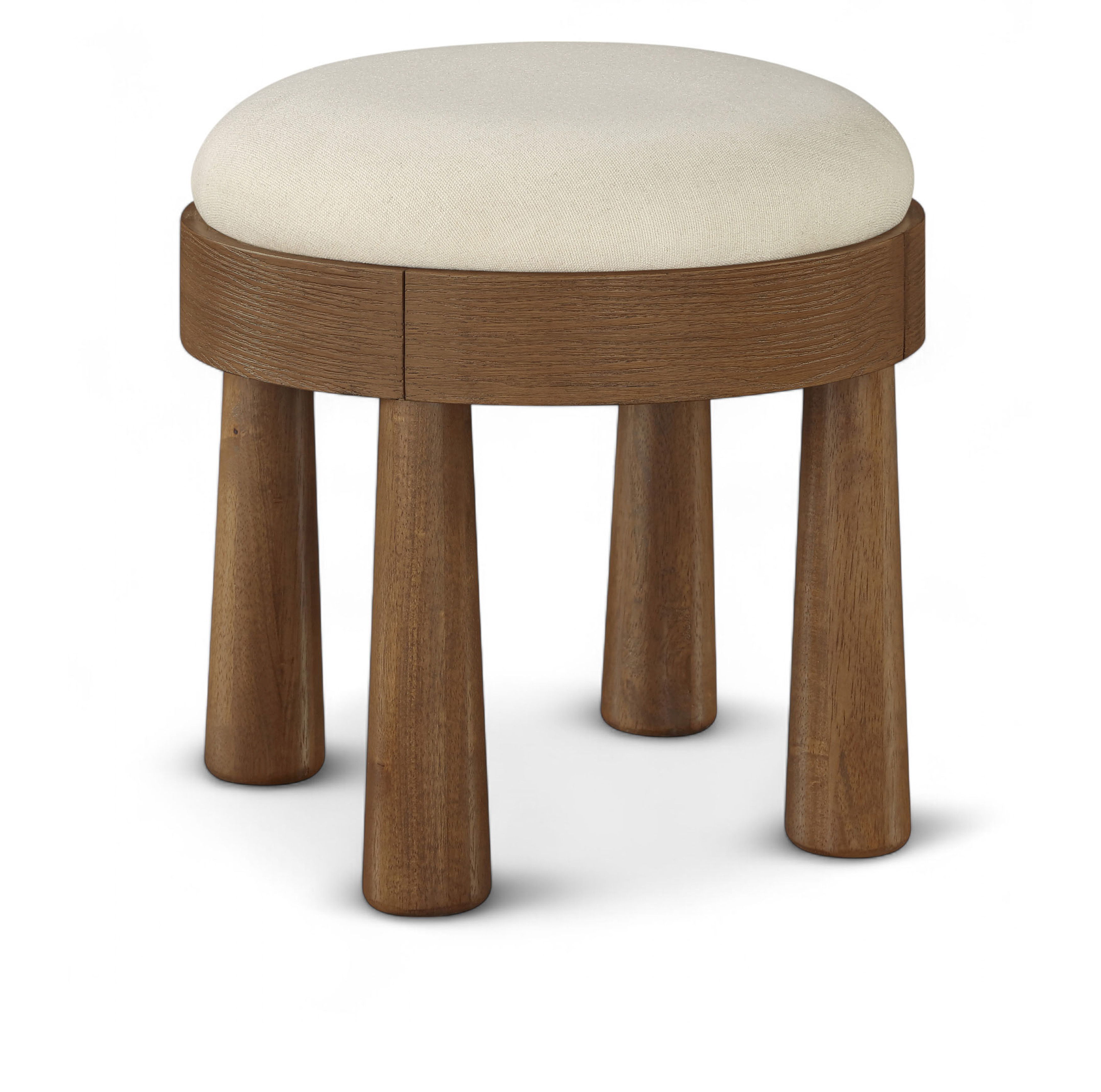 Larea - Linen Textured Fabric Upholstered Ottoman - Cream