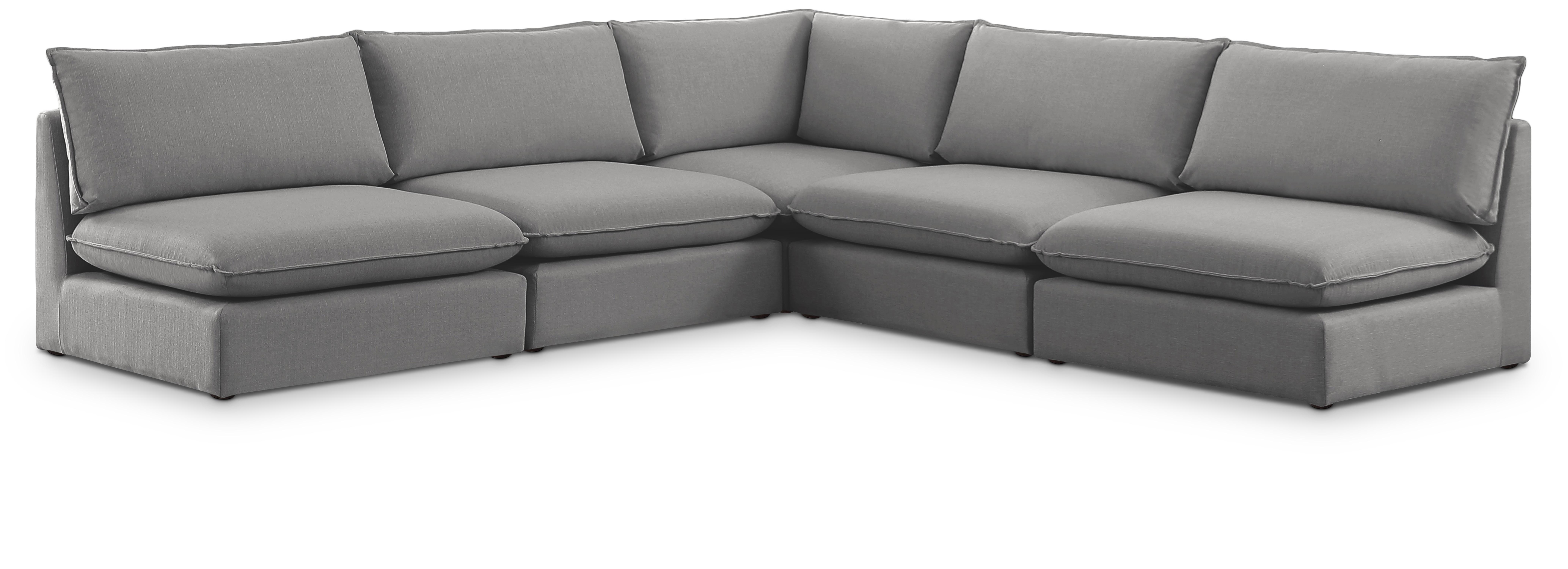 Mackenzie - 5 Piece Modular Corner Armless Sectional - Gray
