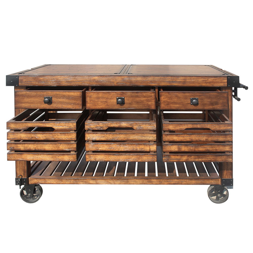 Kaif - Kitchen Cart - Distressed Chestnut, dark brown, view 4
