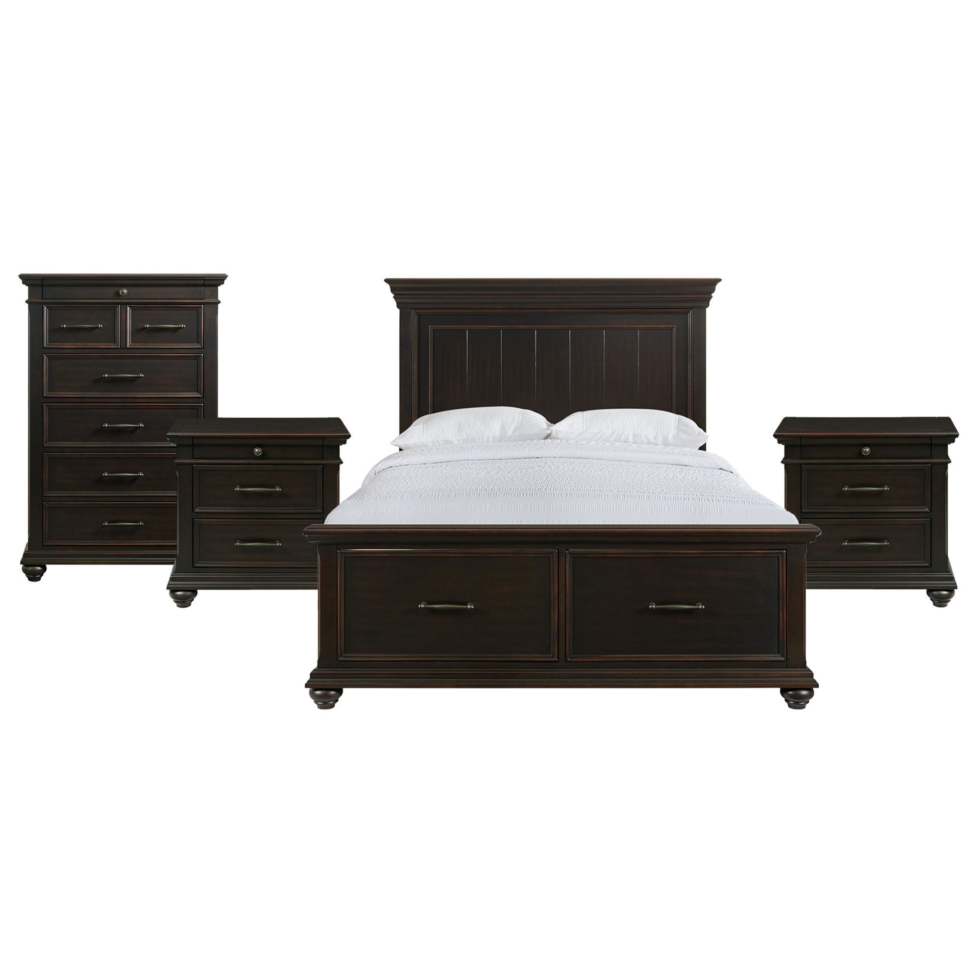 Queen · 4 Pc · Bedroom Set With 2 Nightstands & Chest