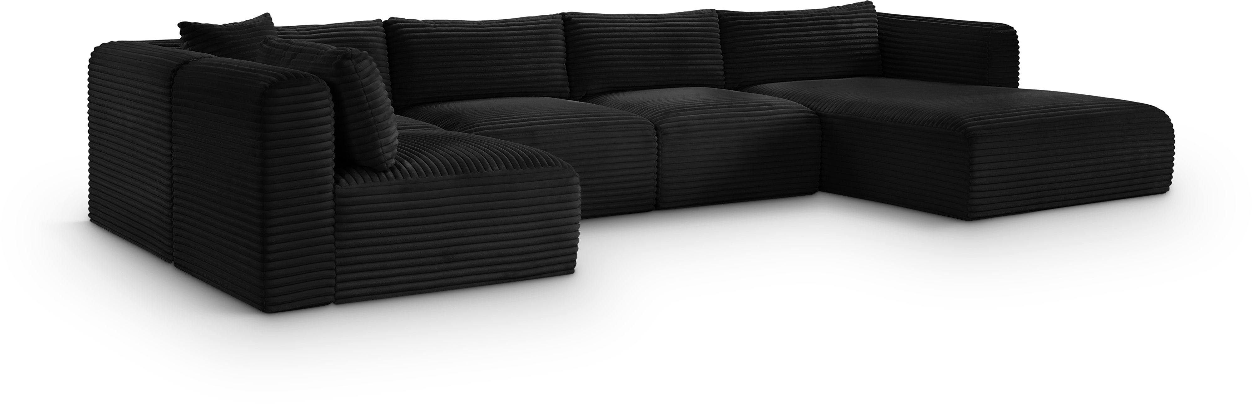 Shaggy - 5 Piece Modular U-Shaped Sectional - Black