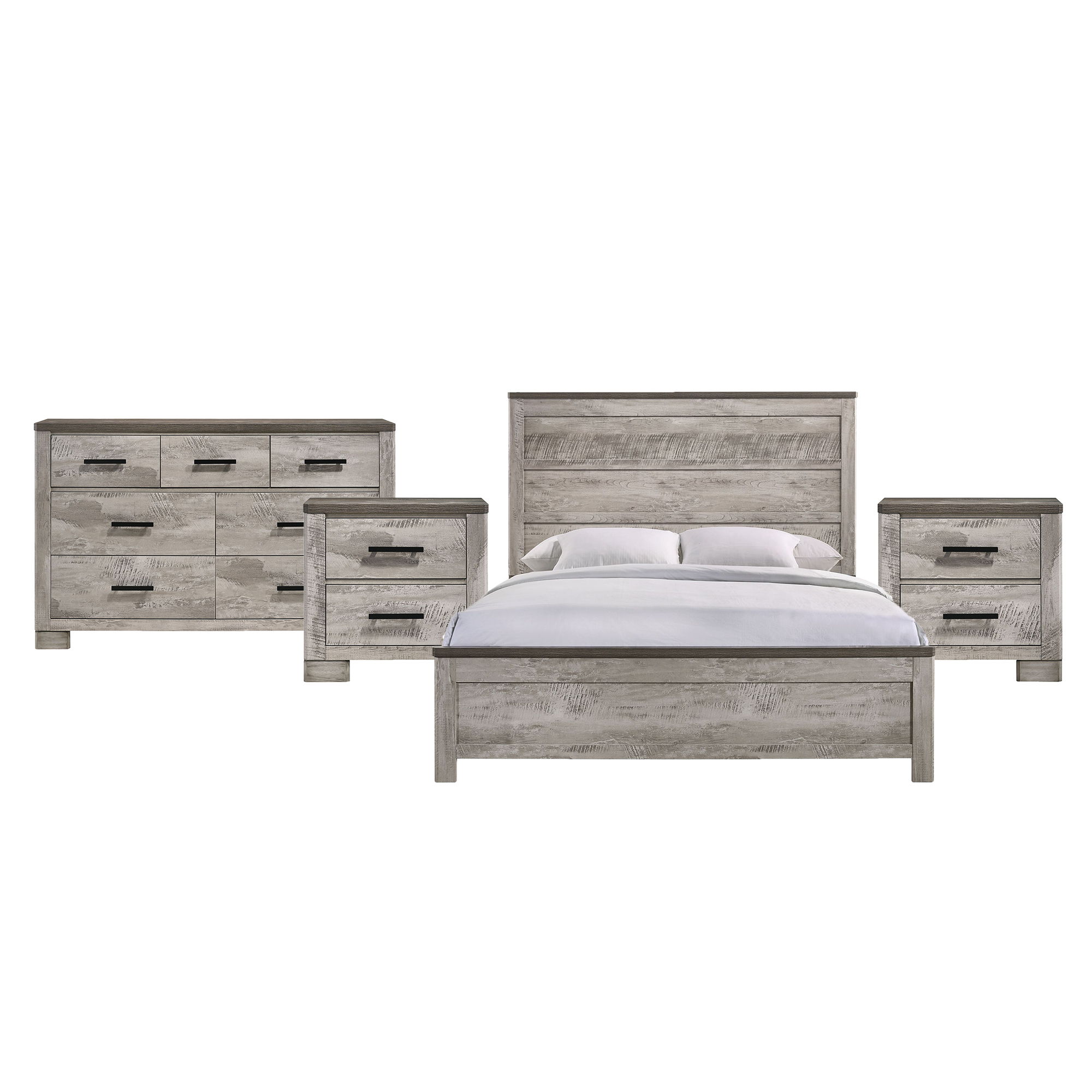 King · 4 Pc · Bedroom Set With 2 Nightstands & Dresser