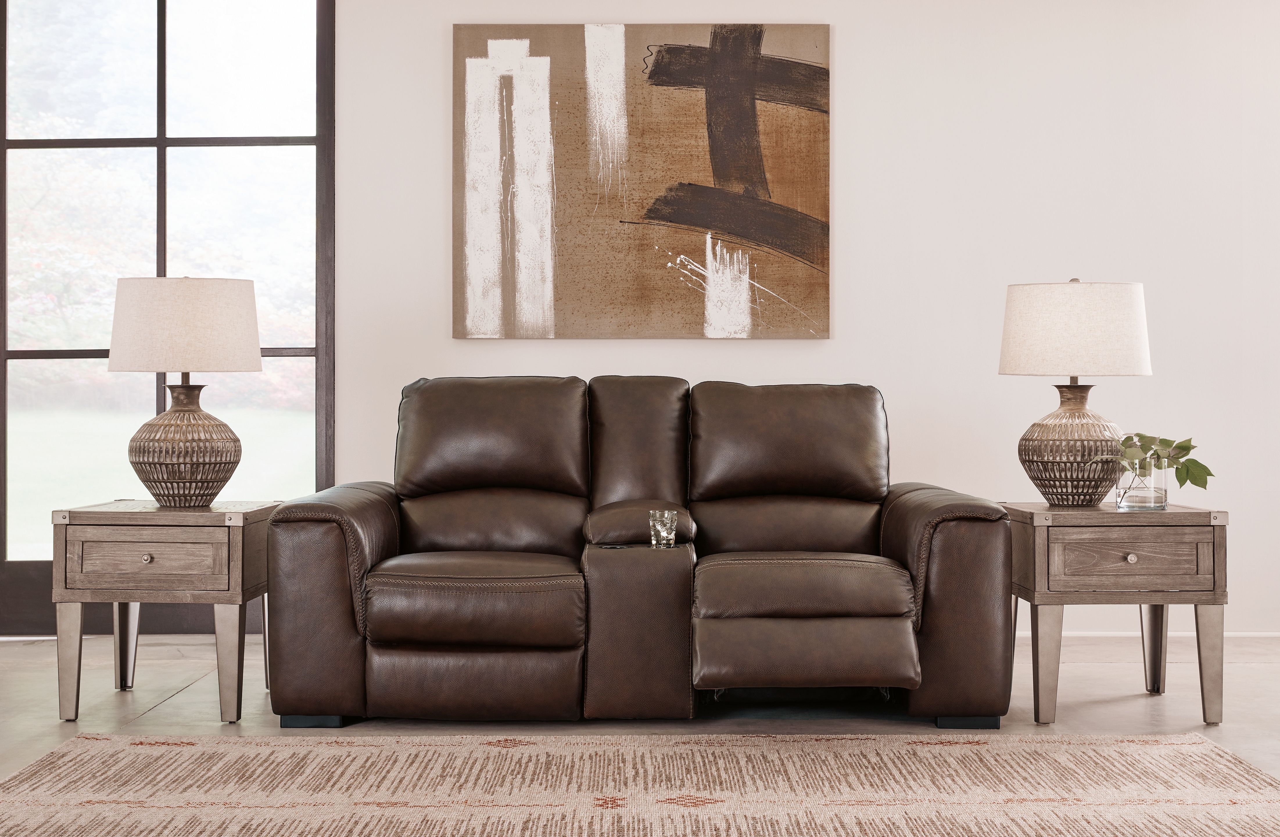 Ashley Furniture Alessandro - PWR REC Loveseat/Con/Adj HDRST - Walnut - Image 7
