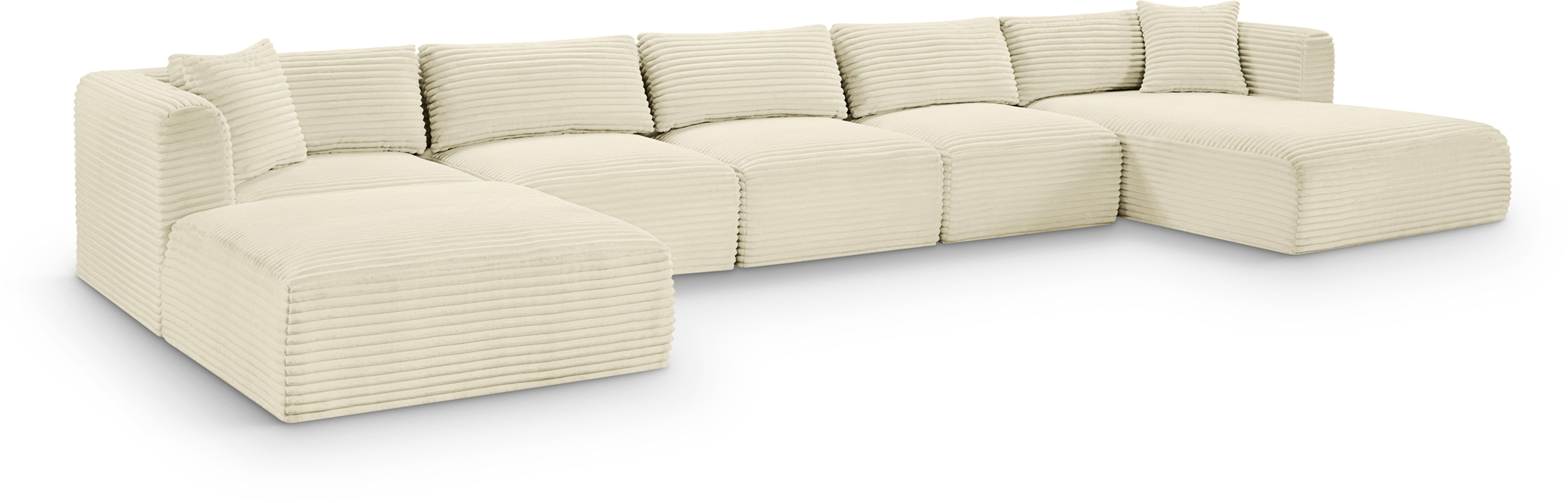 Shaggy - 6 Piece Modular Sectional With Chaise And Ottoman - Cream