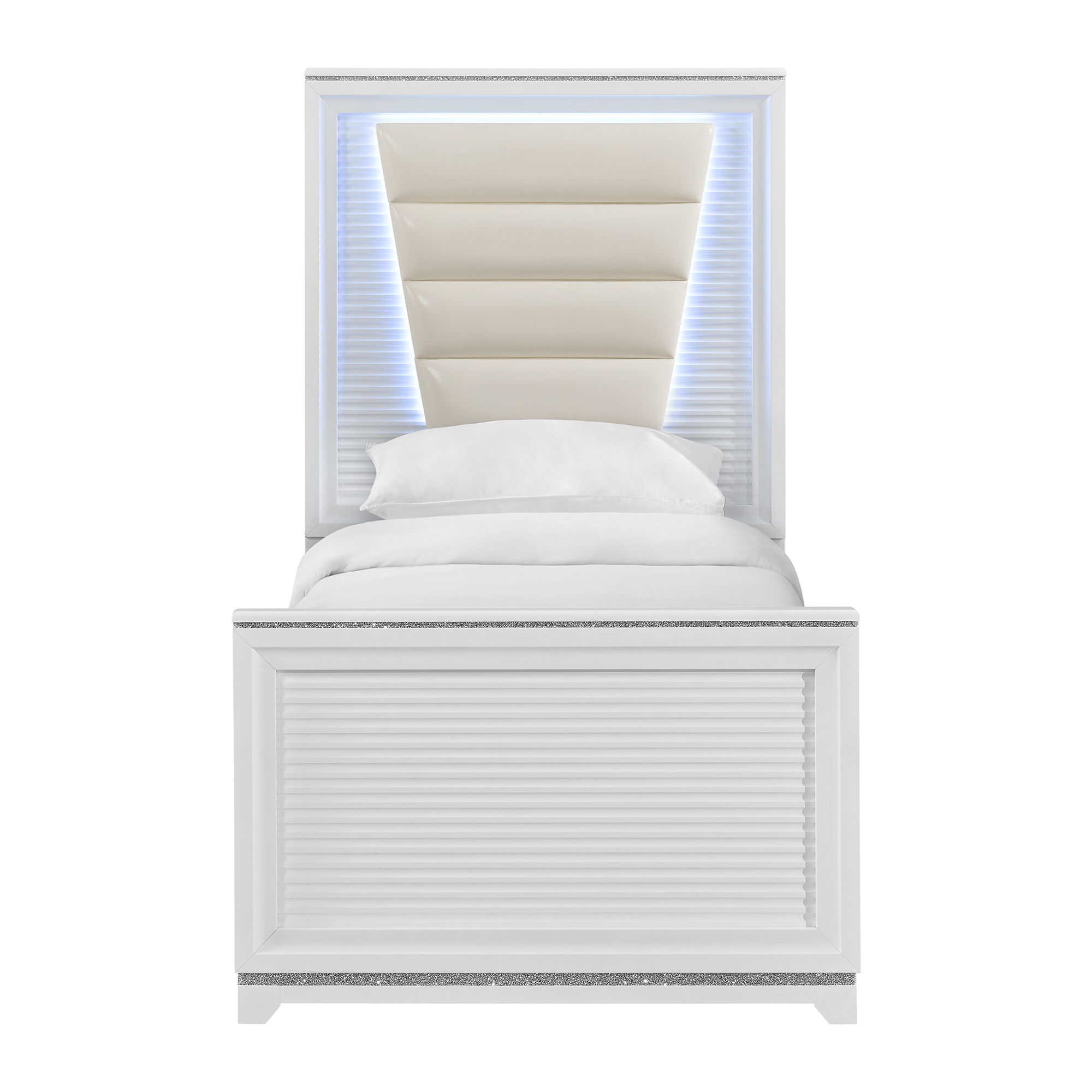 Denmark - Twin Upholstered Bed With LED - White