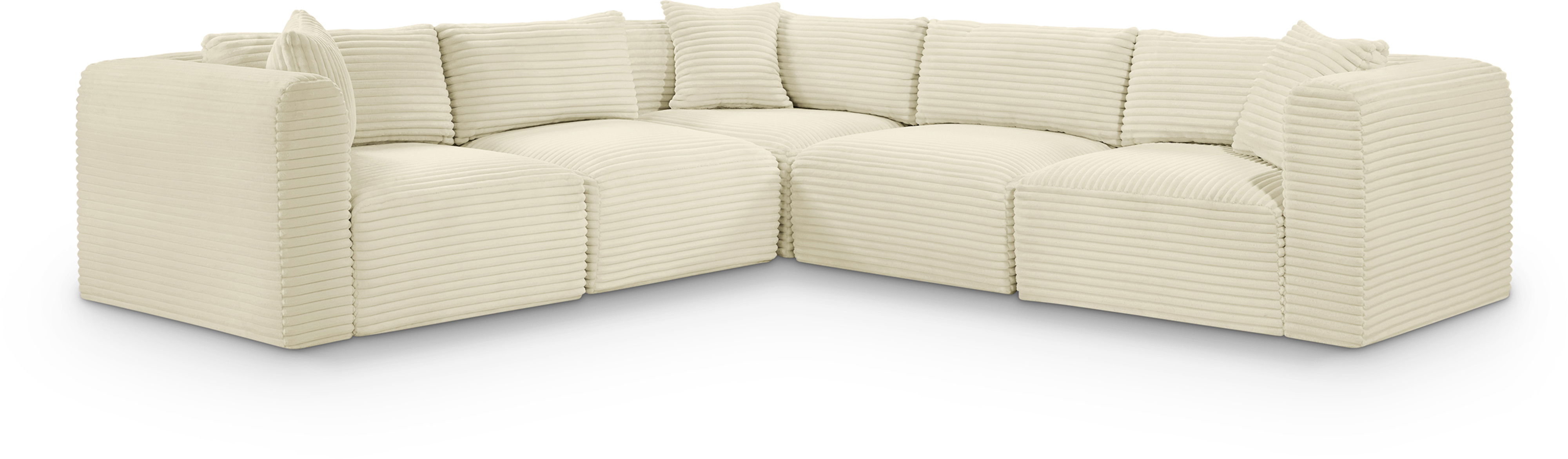 Shaggy - 5 Piece Modular Corner Sectional - Cream