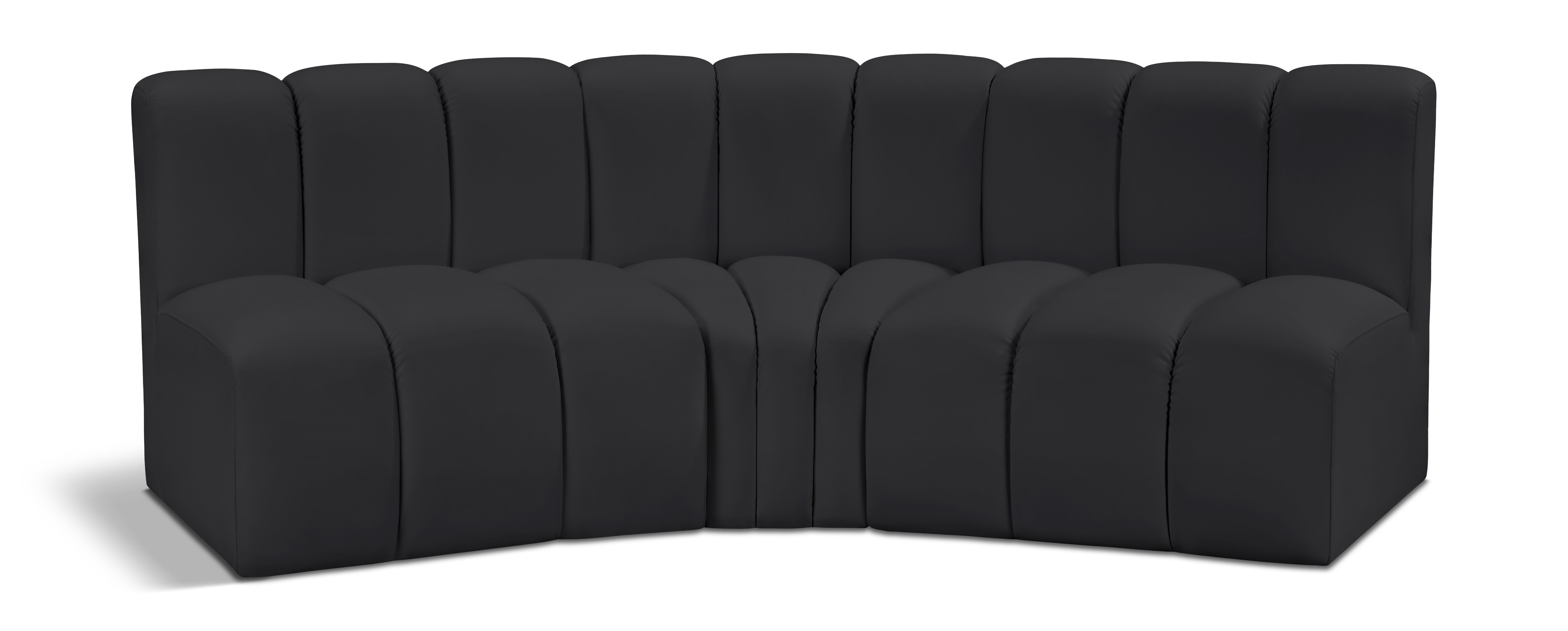 Arc - Faux Leather 3 Piece Modular Corner Sofa - Black