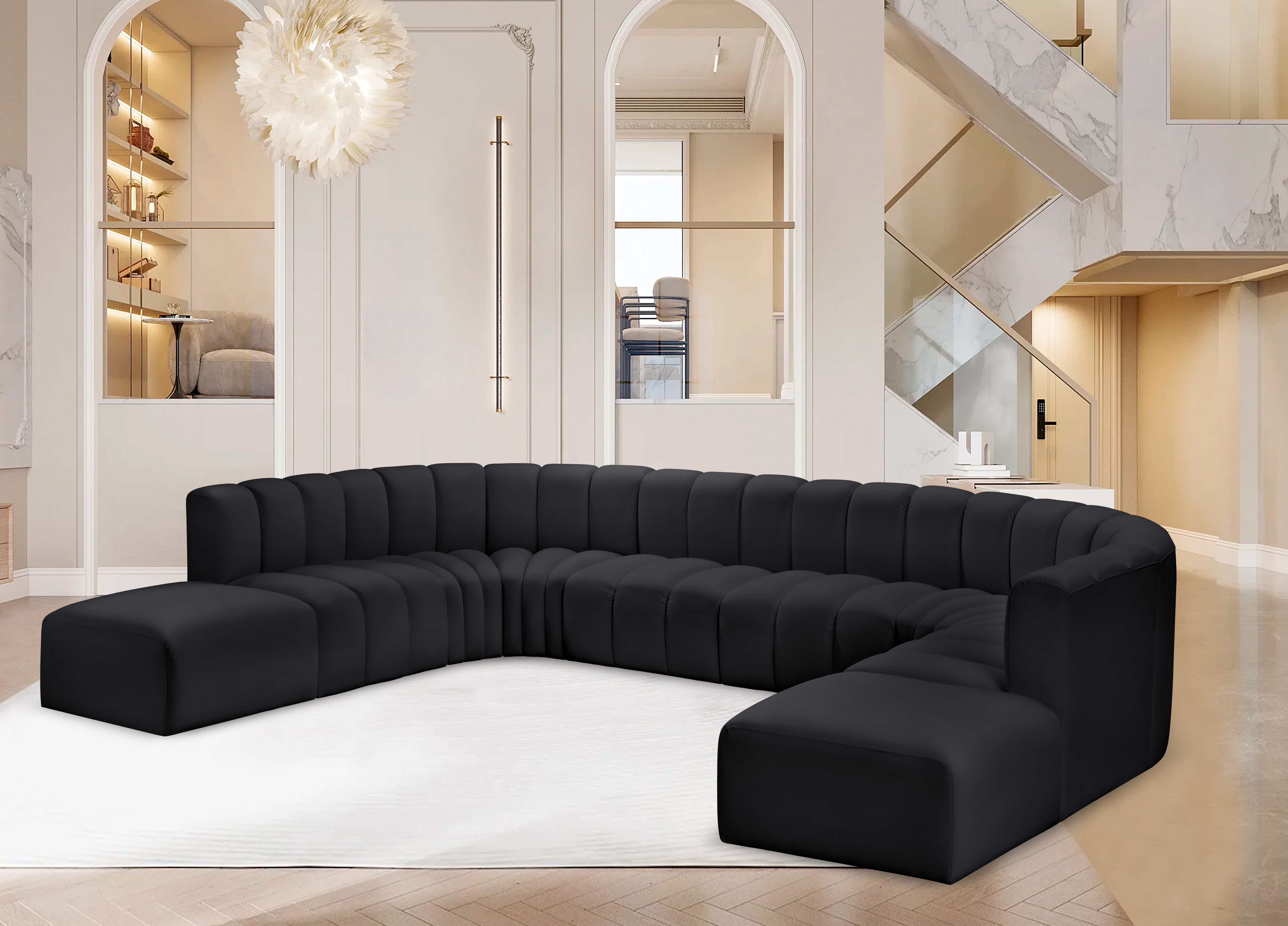 Arc - Faux Leather Modular Sectional - Black