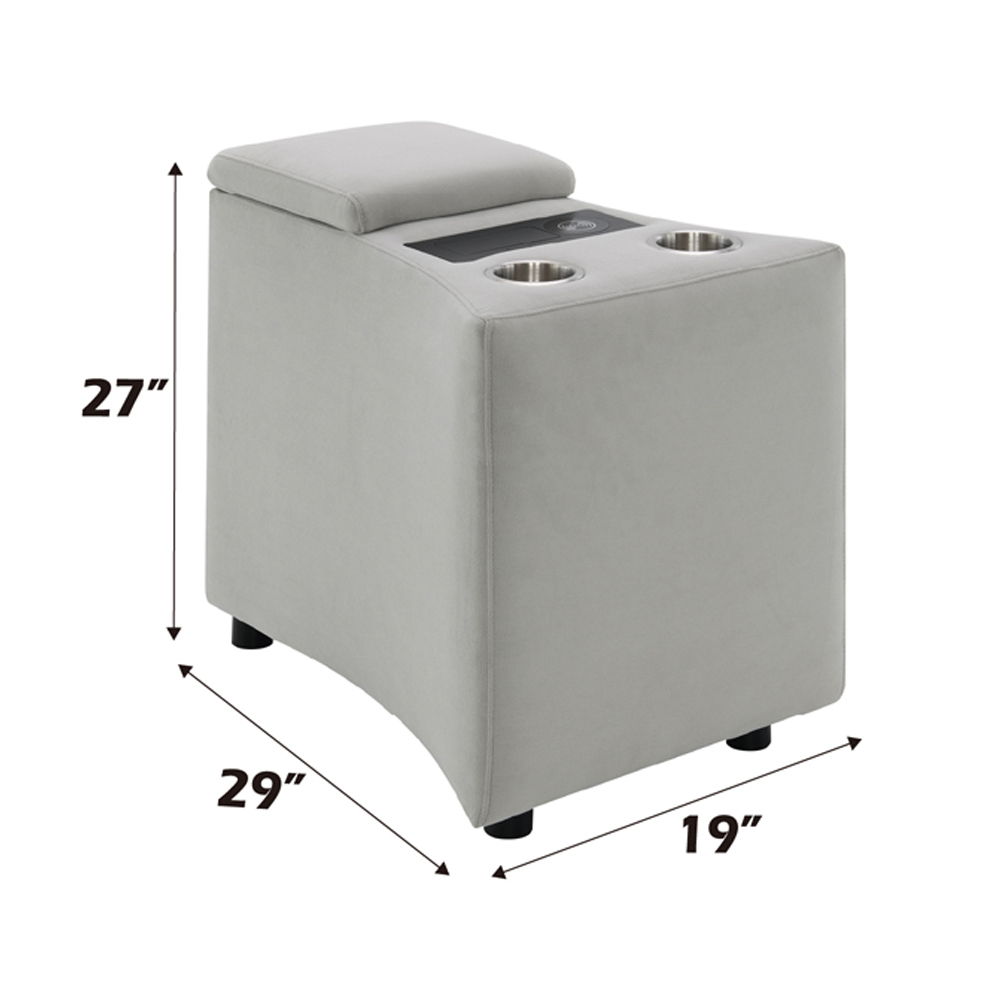 Emee - Console With USB - Gray Corduroy, light gray, view 8