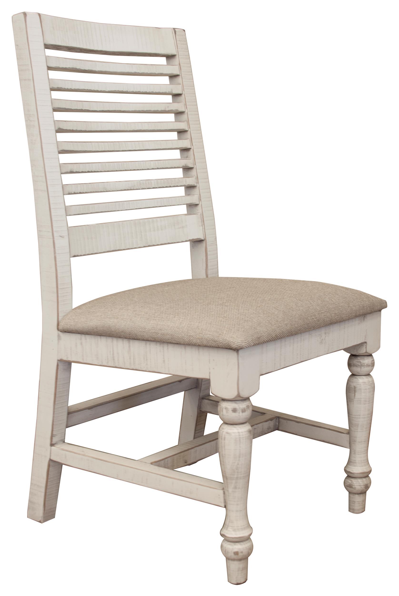 International Furniture Direct Stone - Chair With Turned Legs / Ladder Backrest (Set of 2) - Antiqued Ivory