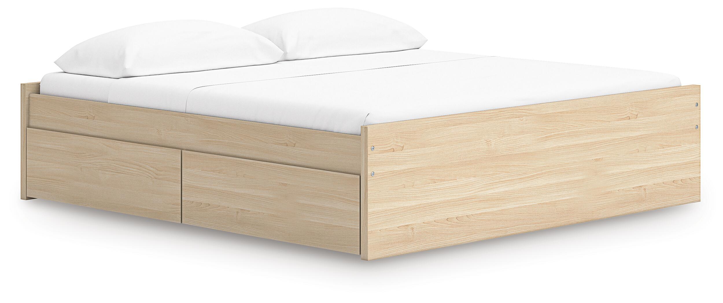 Onita – King Platform Bed With 2 Side Storage – Natural