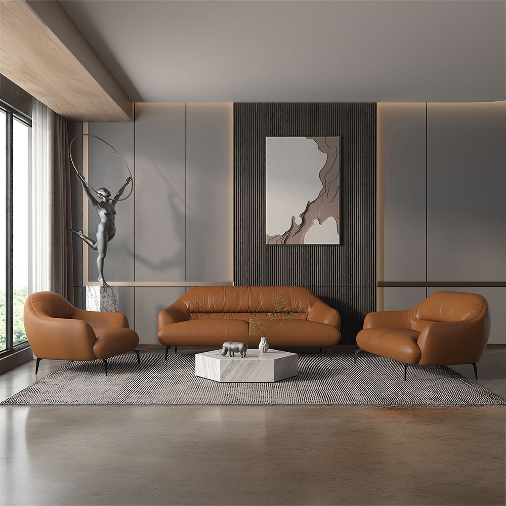 Leonia - Sofa - Cognac Leather, dark brown, view 4