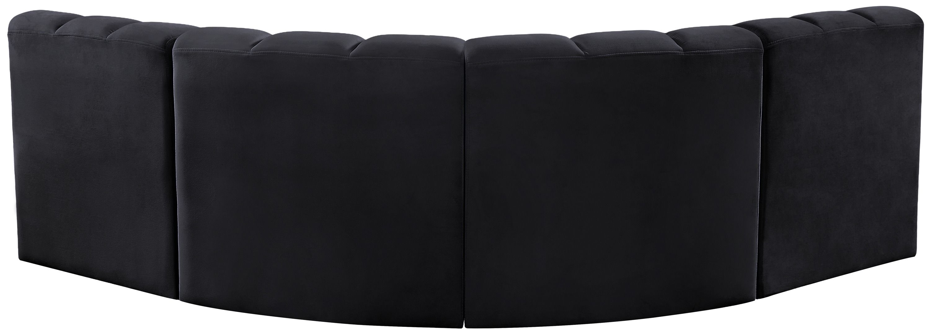 Arc - Velvet 4 Piece Corner Modular Sofa - Black