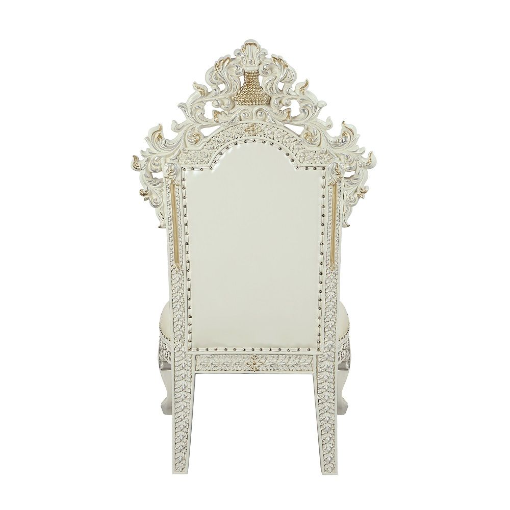 Adara - Side Chair (Set of 2) - Pearl White Synthetic Leather & Antique White, white, view 3