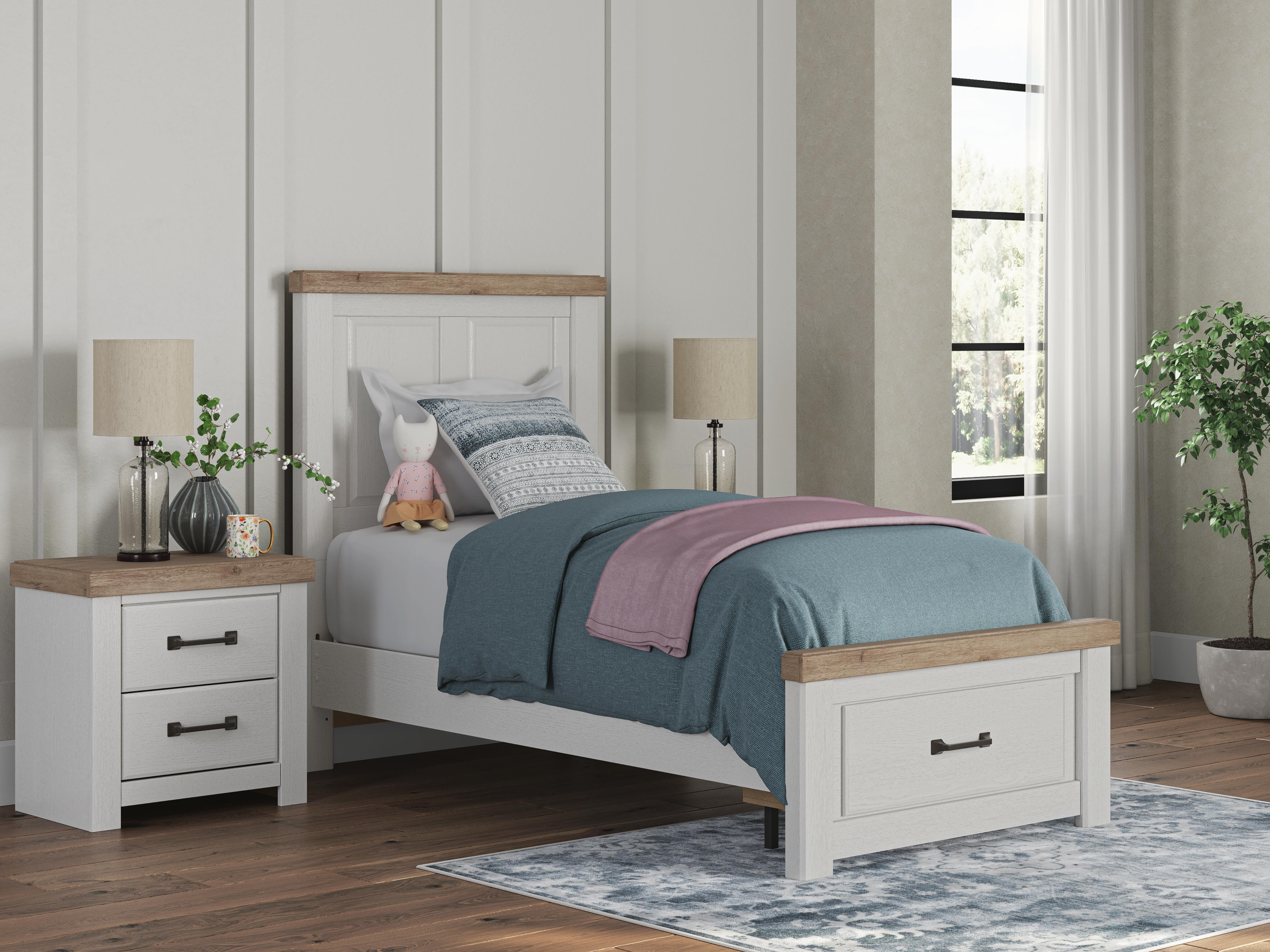 Savonport - Twin Panel Storage Bed With Storage Footboard - White / Brown