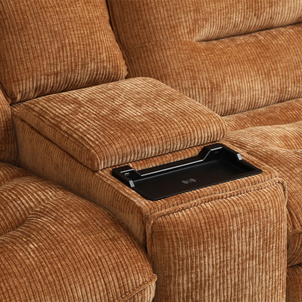 Emmy - Power Motion Sectional Sofa - Orange Chenille, orange, view 7