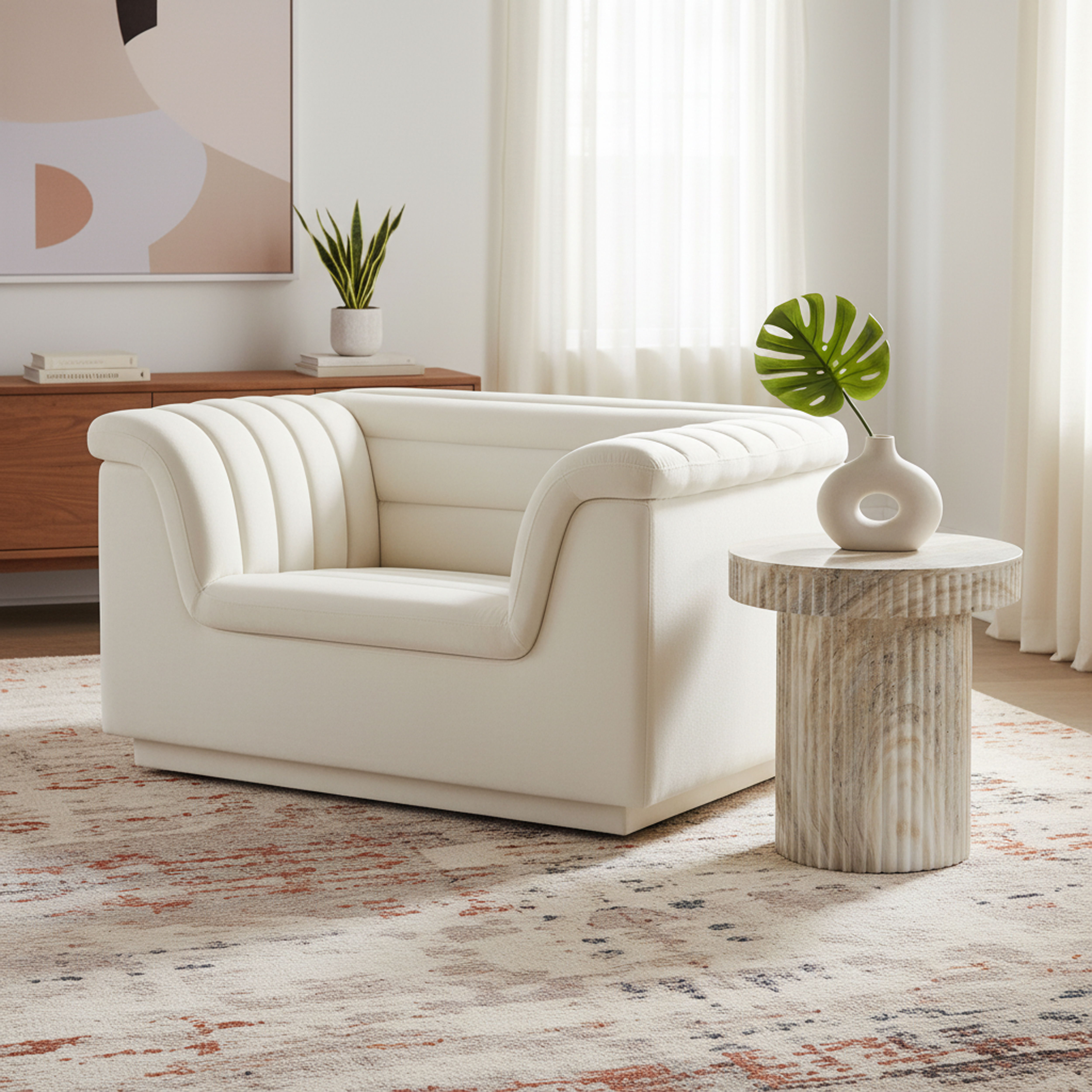 Cascade - Velvet Chair - Cream