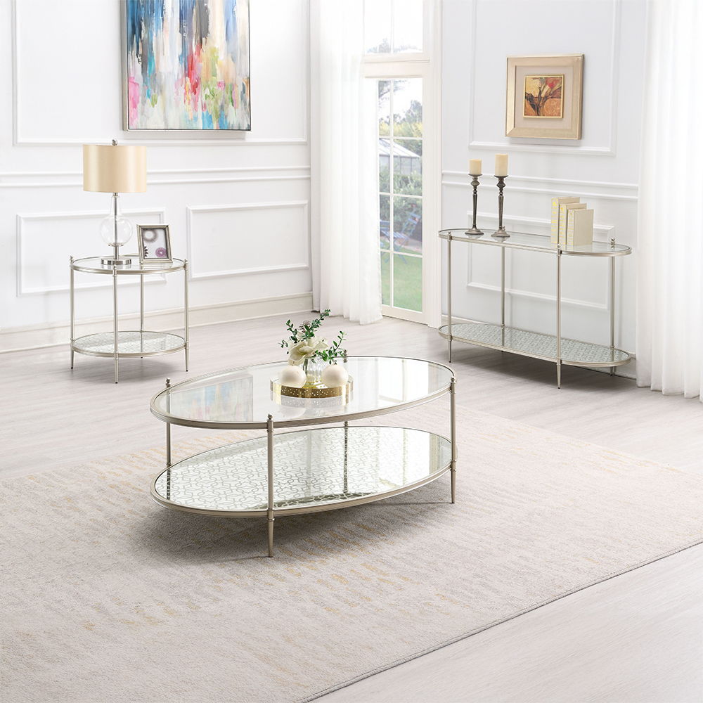 Zaba - Sofa Table - Glass Top & Champagne, silver, view 7