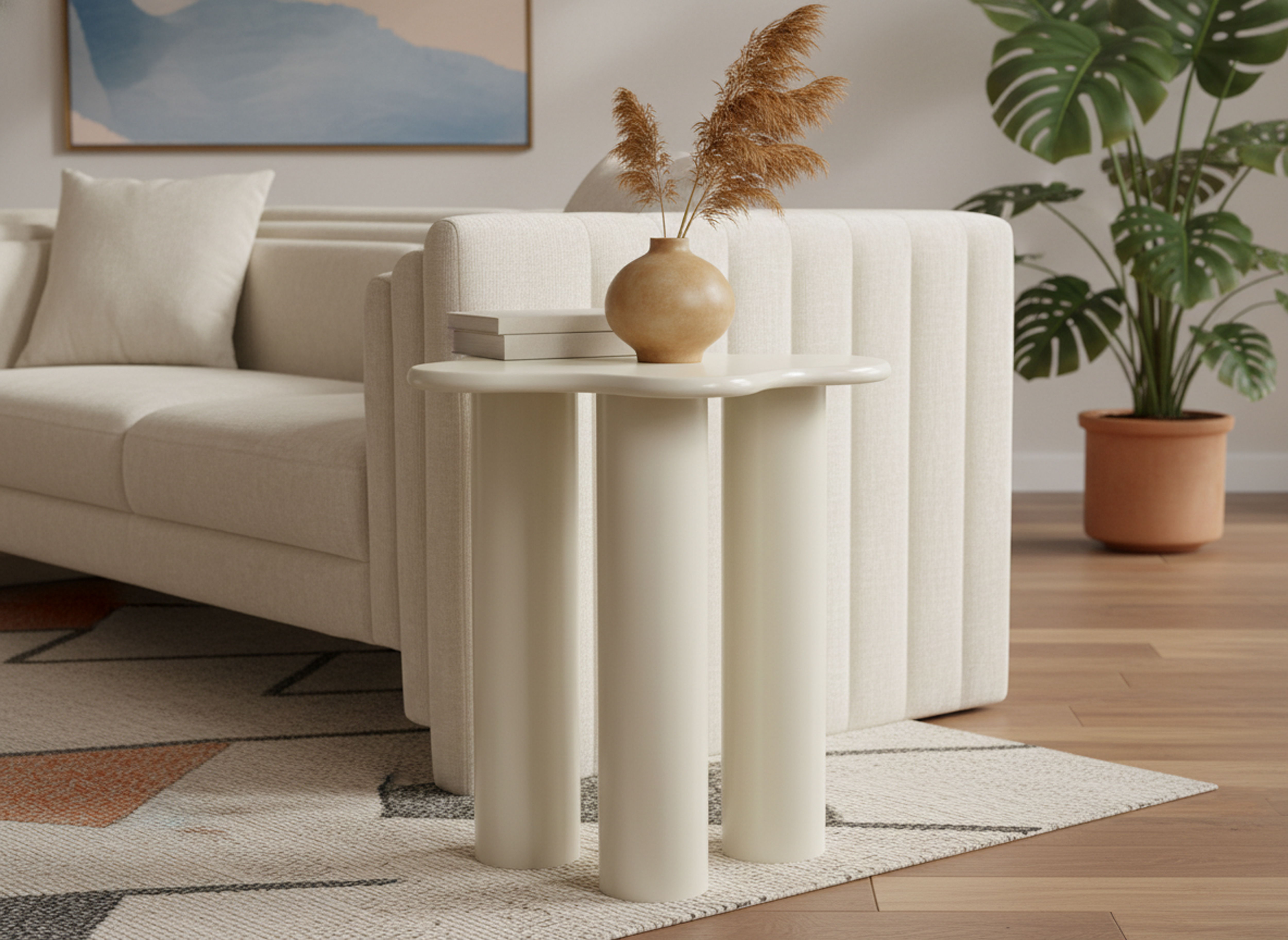 Romaine - End Table - Cream