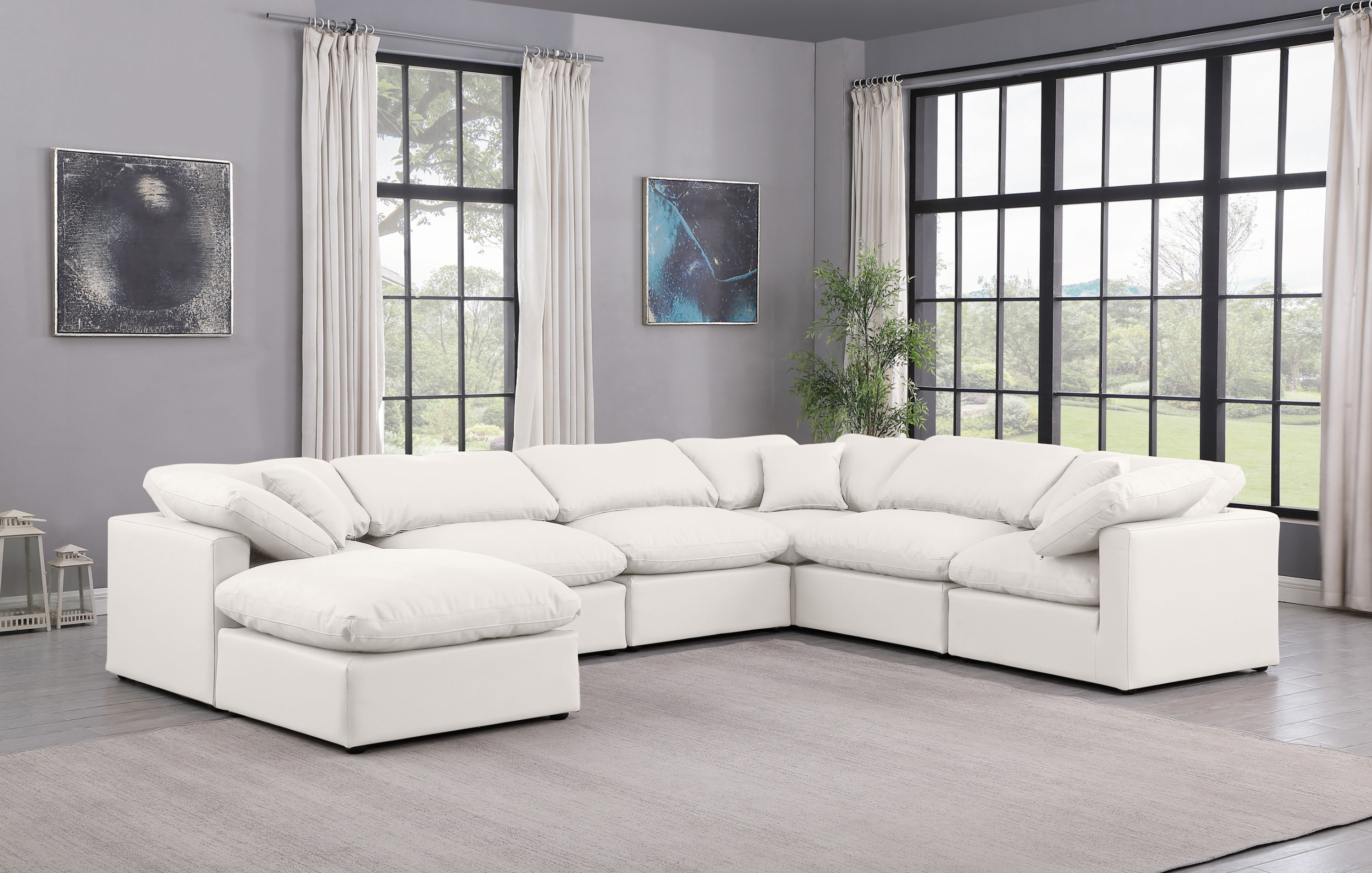 Indulge - Faux Leather 7 Piece Modular Sectional - Cream