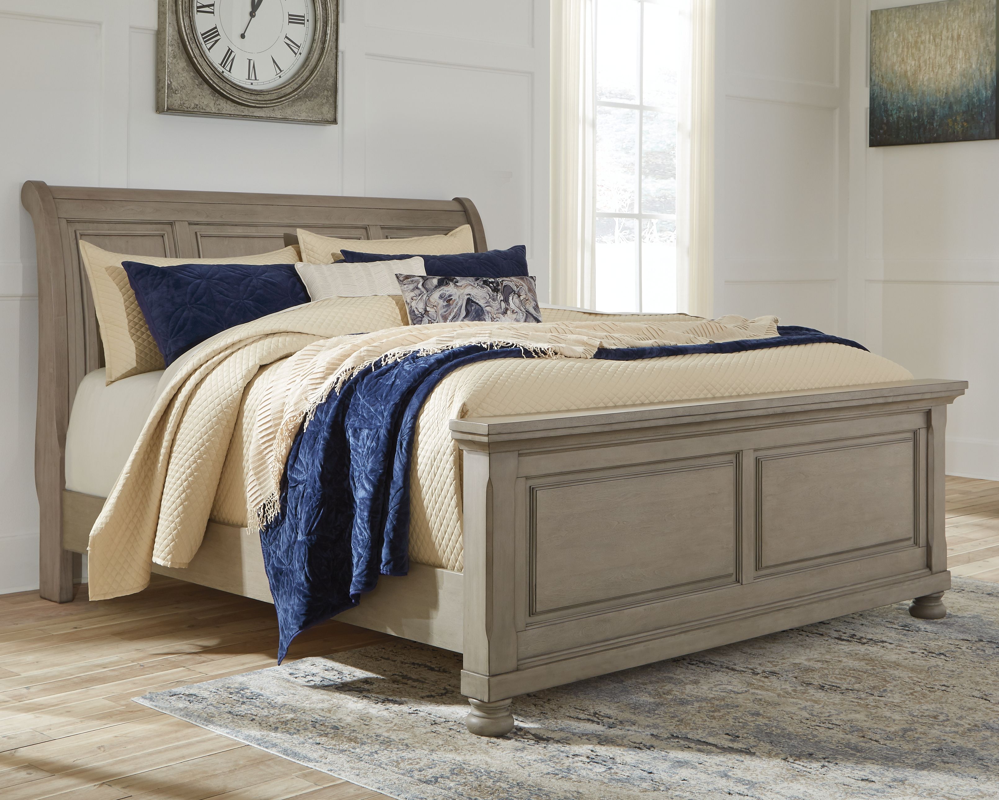 Ashley Furniture Lettner - Queen Sleigh Bed - Light Gray - Image 2
