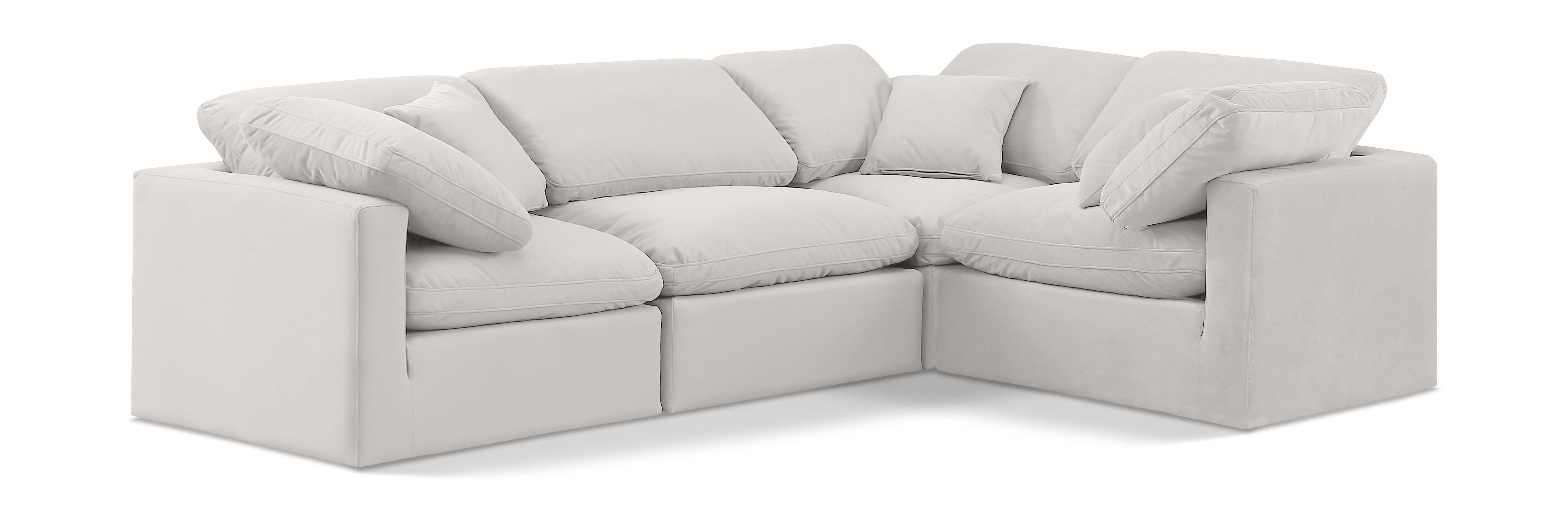 Indulge - Velvet 4 Piece Modular Corner Sectional - Off White