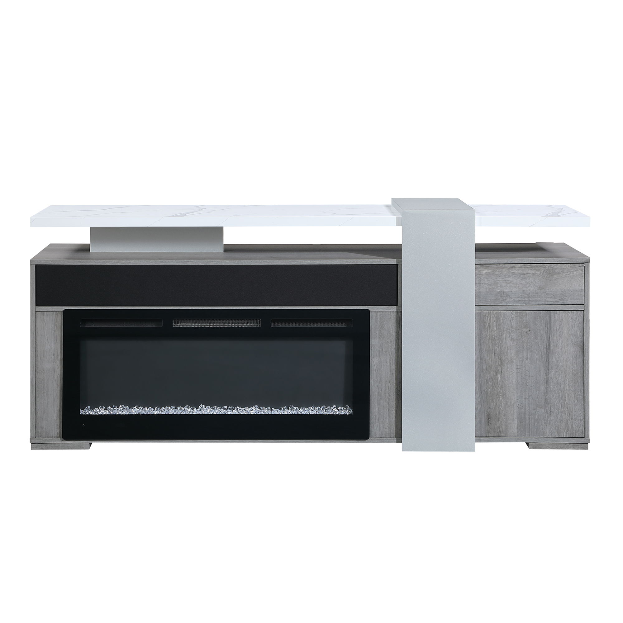 Zoro - 76" Entertainment Unit With Bluetooth Speaker - Dark Brown / White