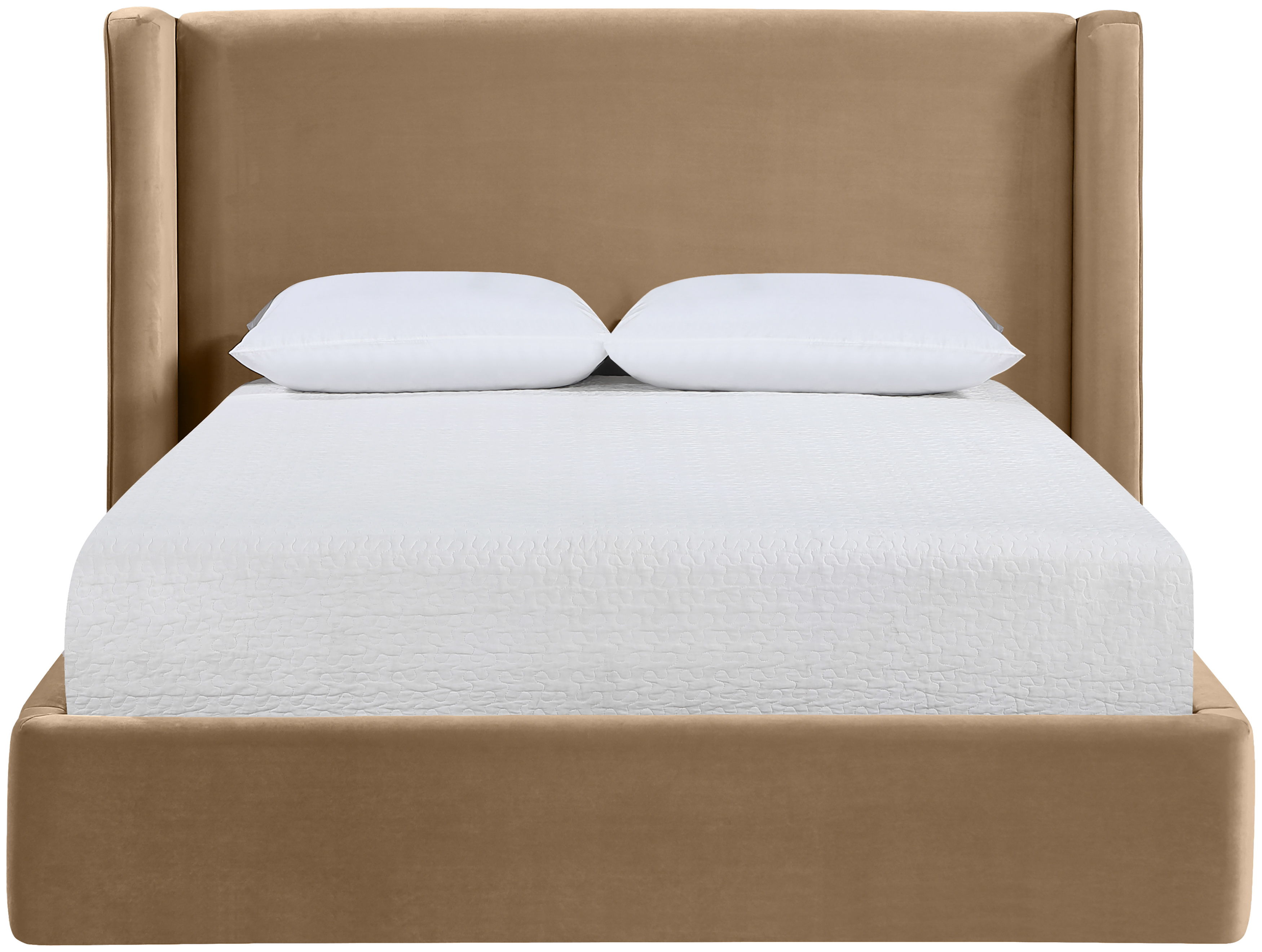 Kendall - Velvet Upholstered Queen Bed - Beige