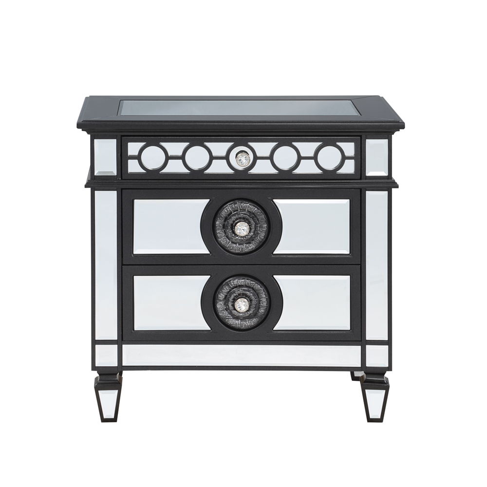 Varian II - Nightstand - Mirrored, Black & Sliver, black, view 8