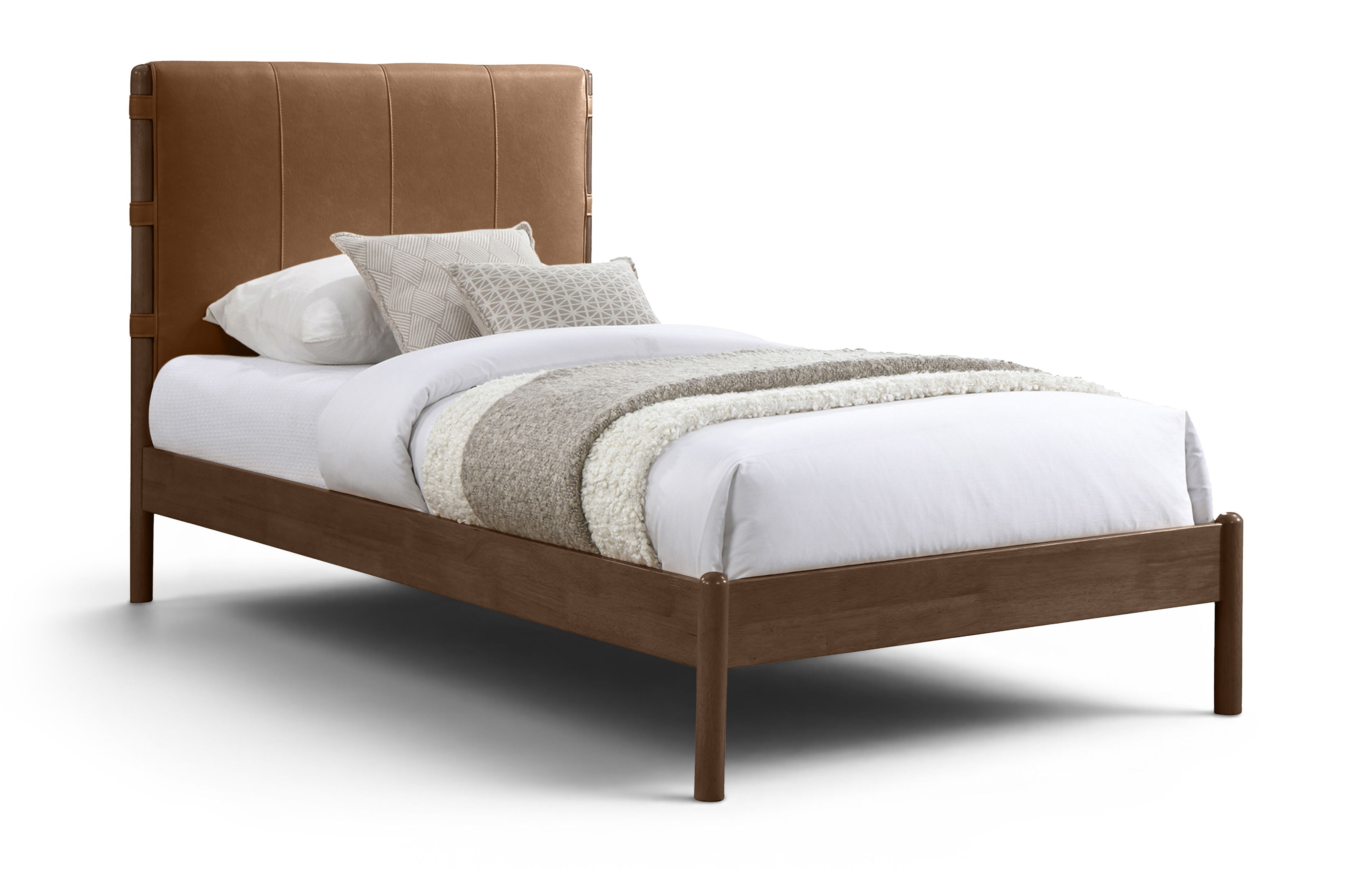 Arielle - Vegan Leather Upholstered Twin Bed - Cognac