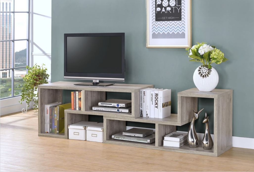 Convertable Bookcase And TV Console Grey Driftwood New Lots Furniture Online Store
