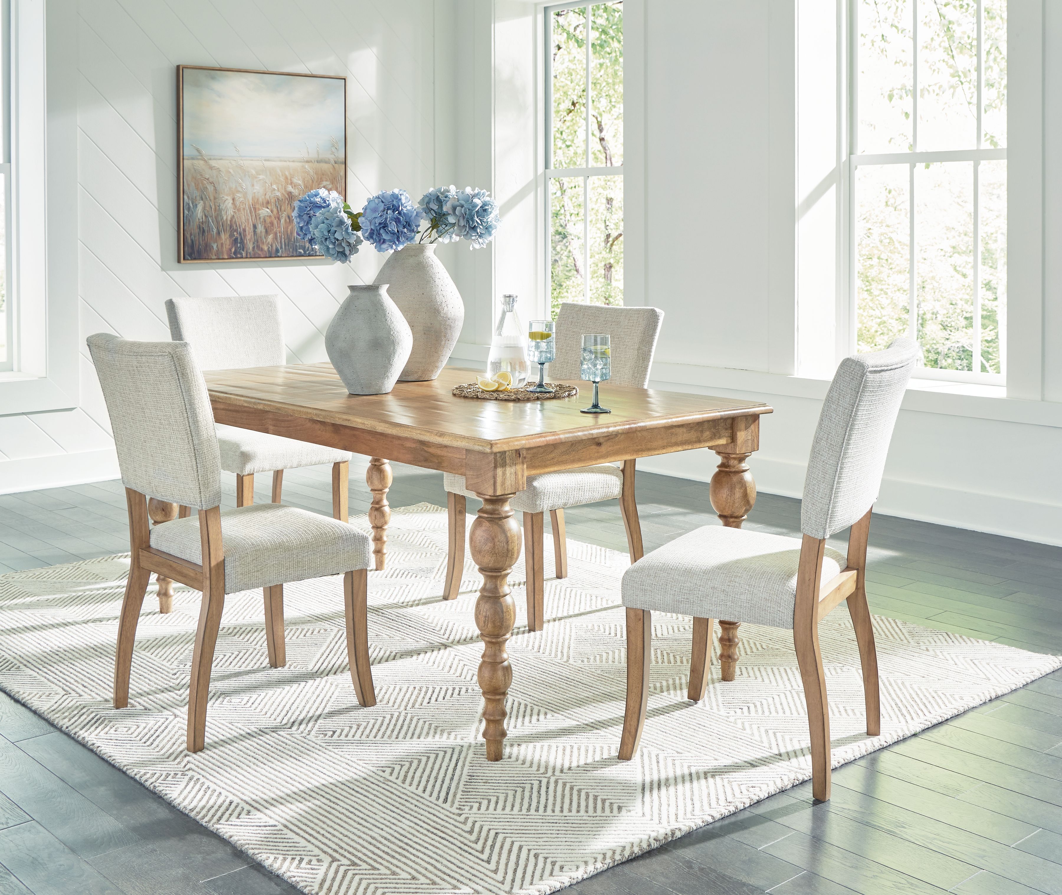 Ashley Rybergston - Light Brown - 5 Pc. - Rectangular Dining Table 