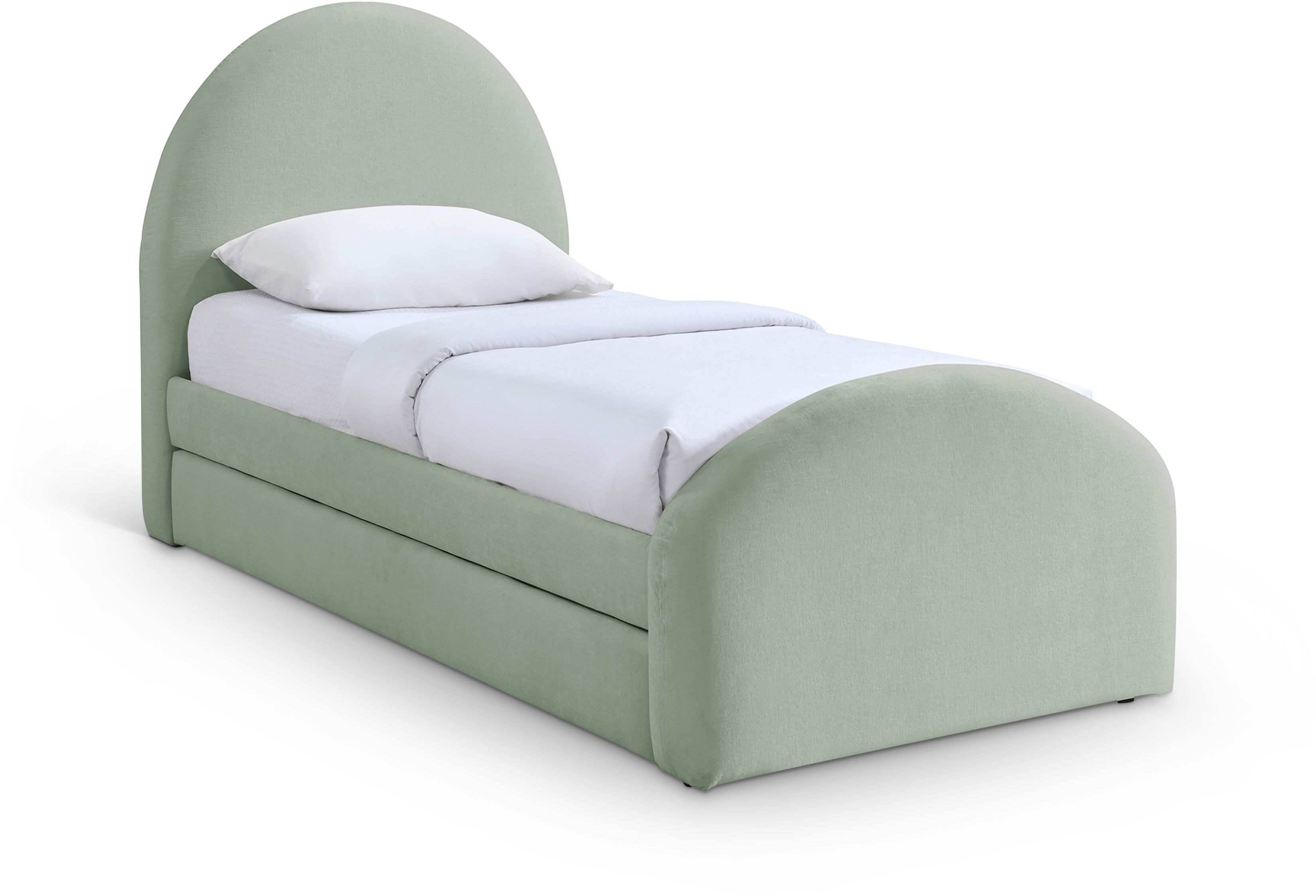 Andaz - Chenille Fabric Upholstered Twin Trundle Bed - Mint