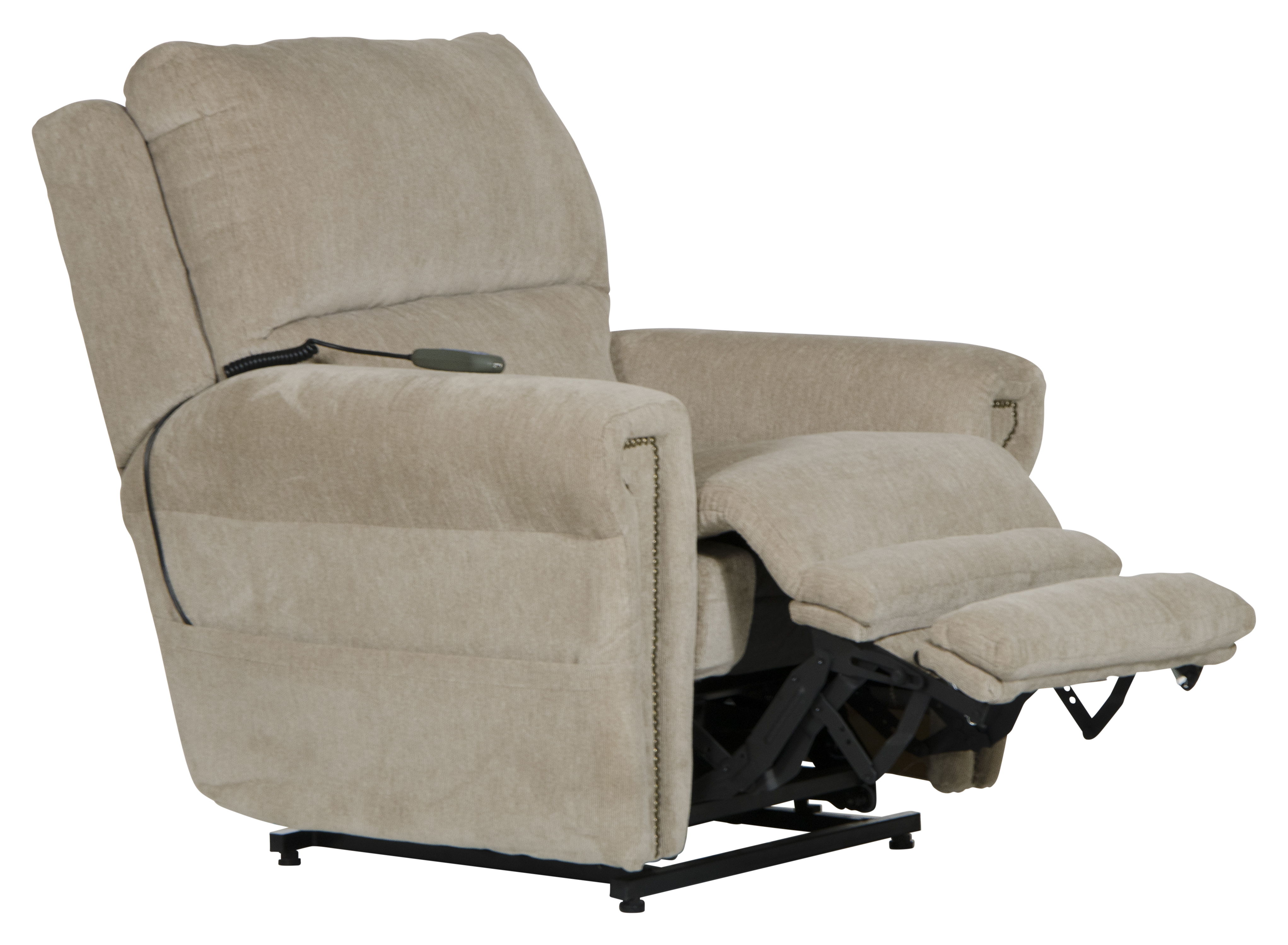 Warner - Power Headrest With Lumbar Power Lay Flat Recliner - Putty