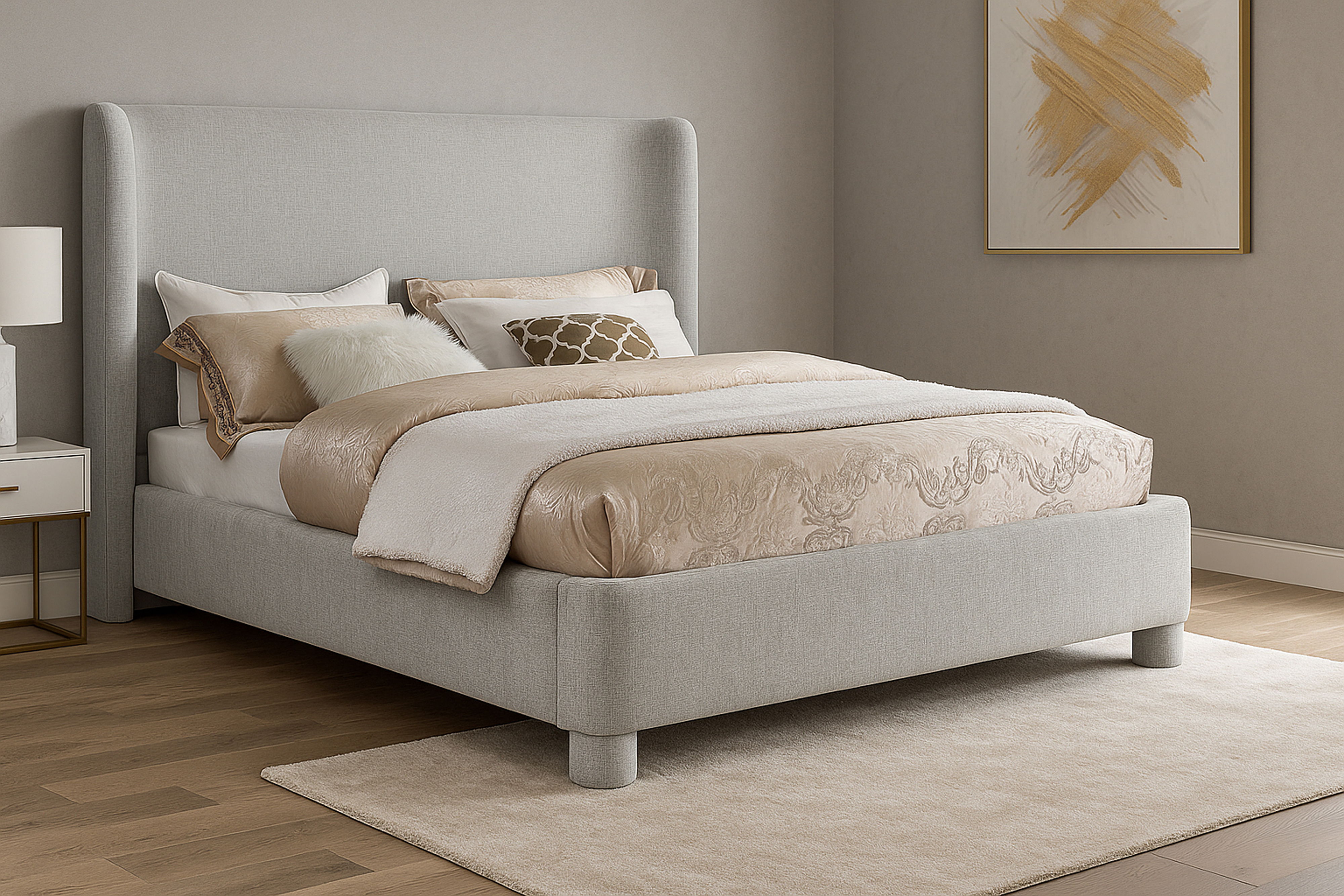 Penny - Chenille Fabric Full Bed - Light Gray