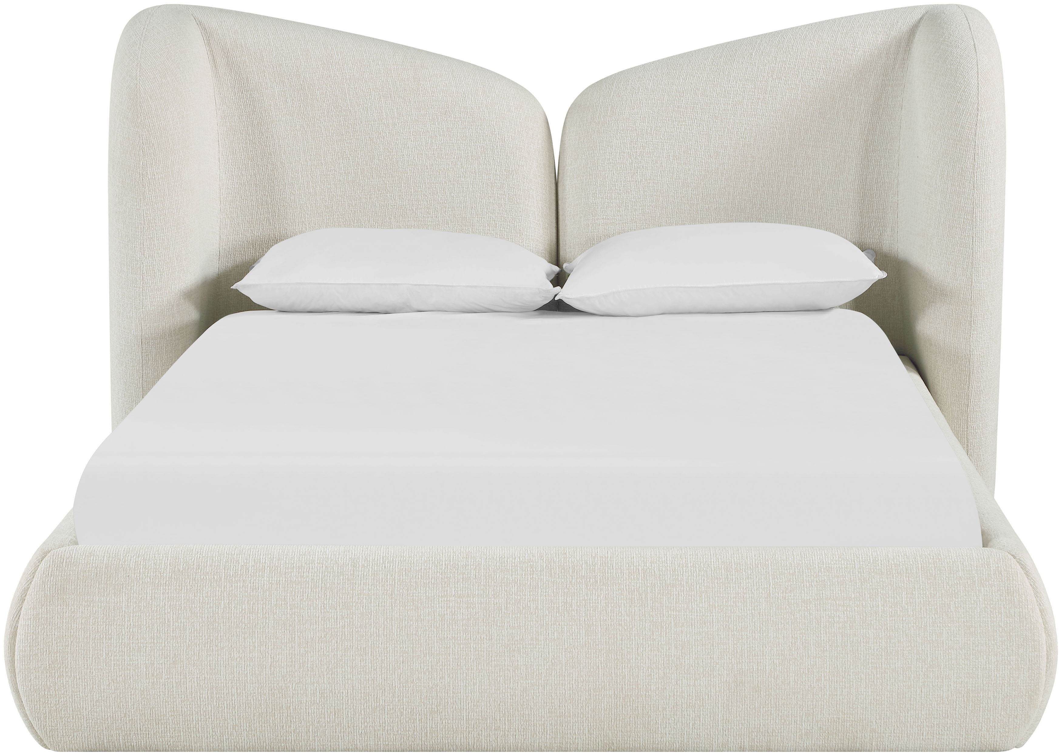 Elowen - Chenille Fabric Upholstered Full Bed - Cream