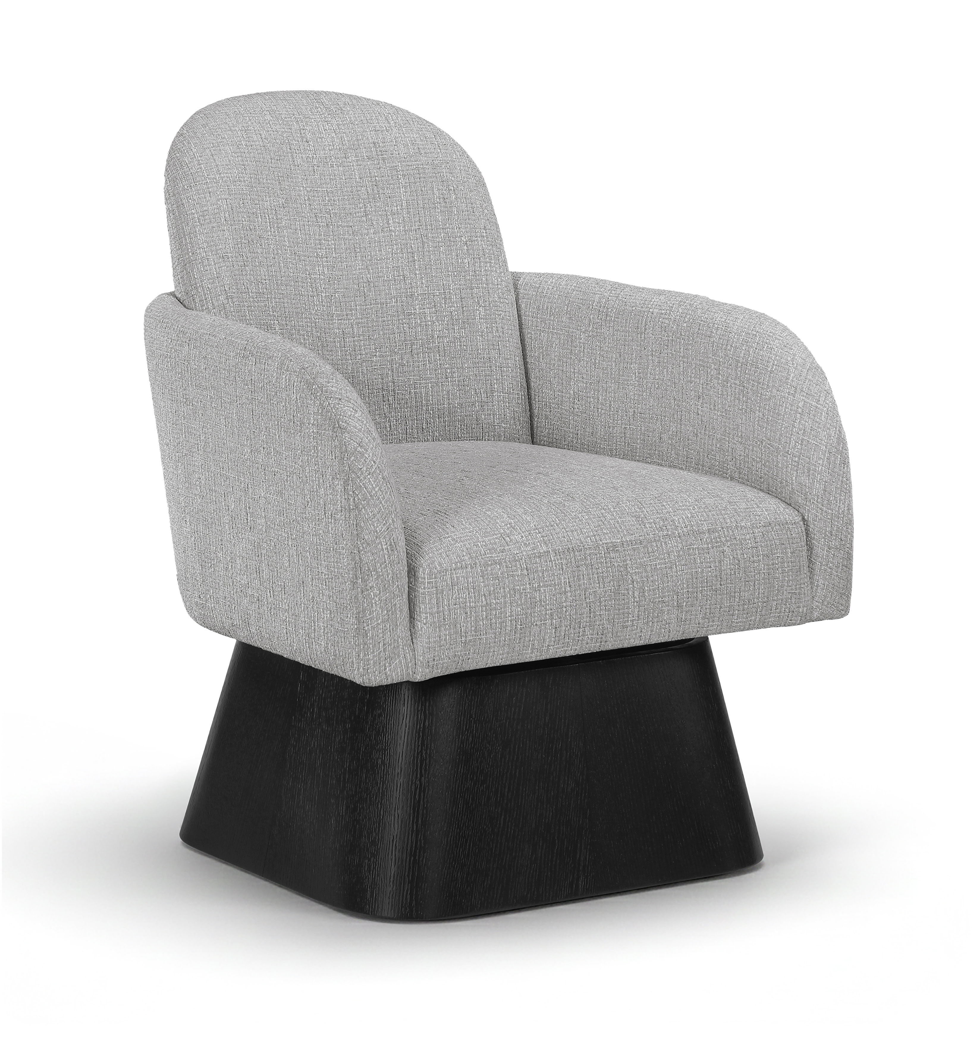 Marlowe - Linen Textured Fabric Upholstered Swivel Accent Chair - Grey