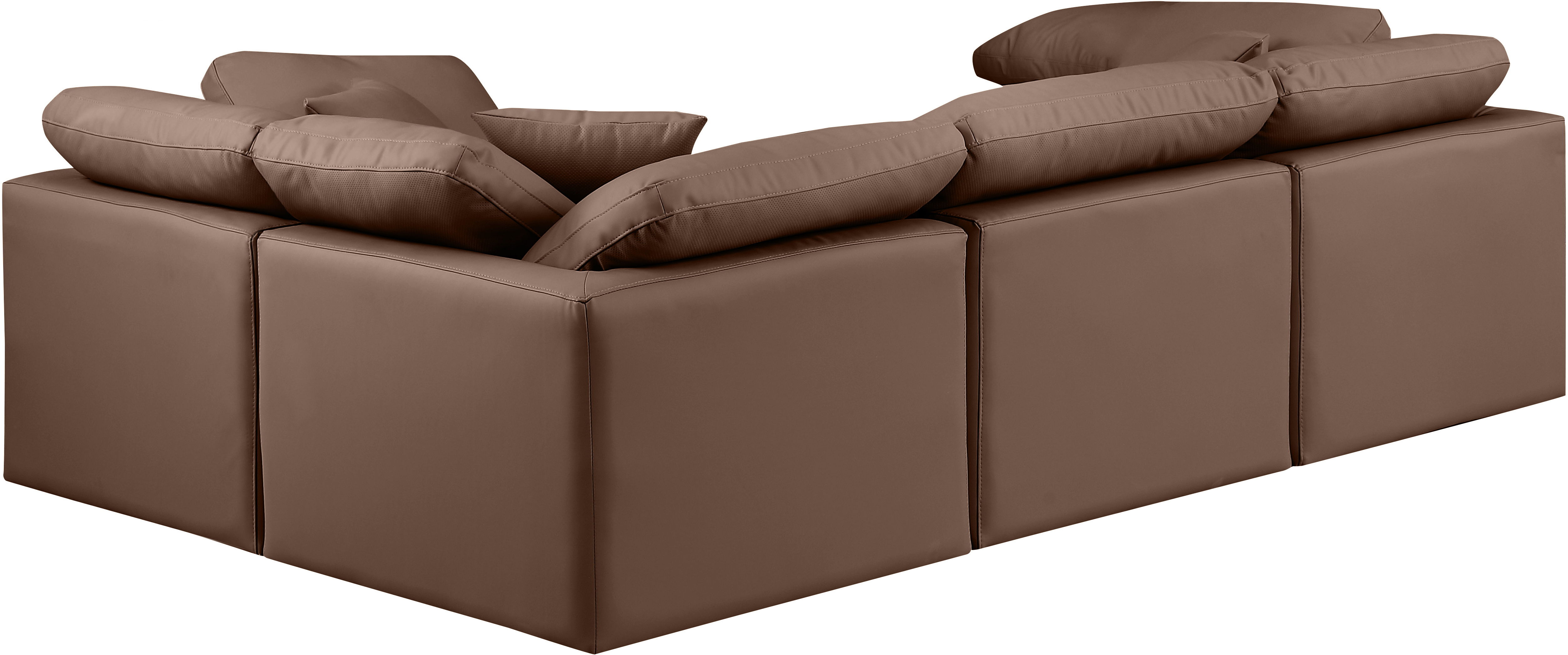Indulge - Faux Leather 4 Piece Modular Corner Sectional - Brown