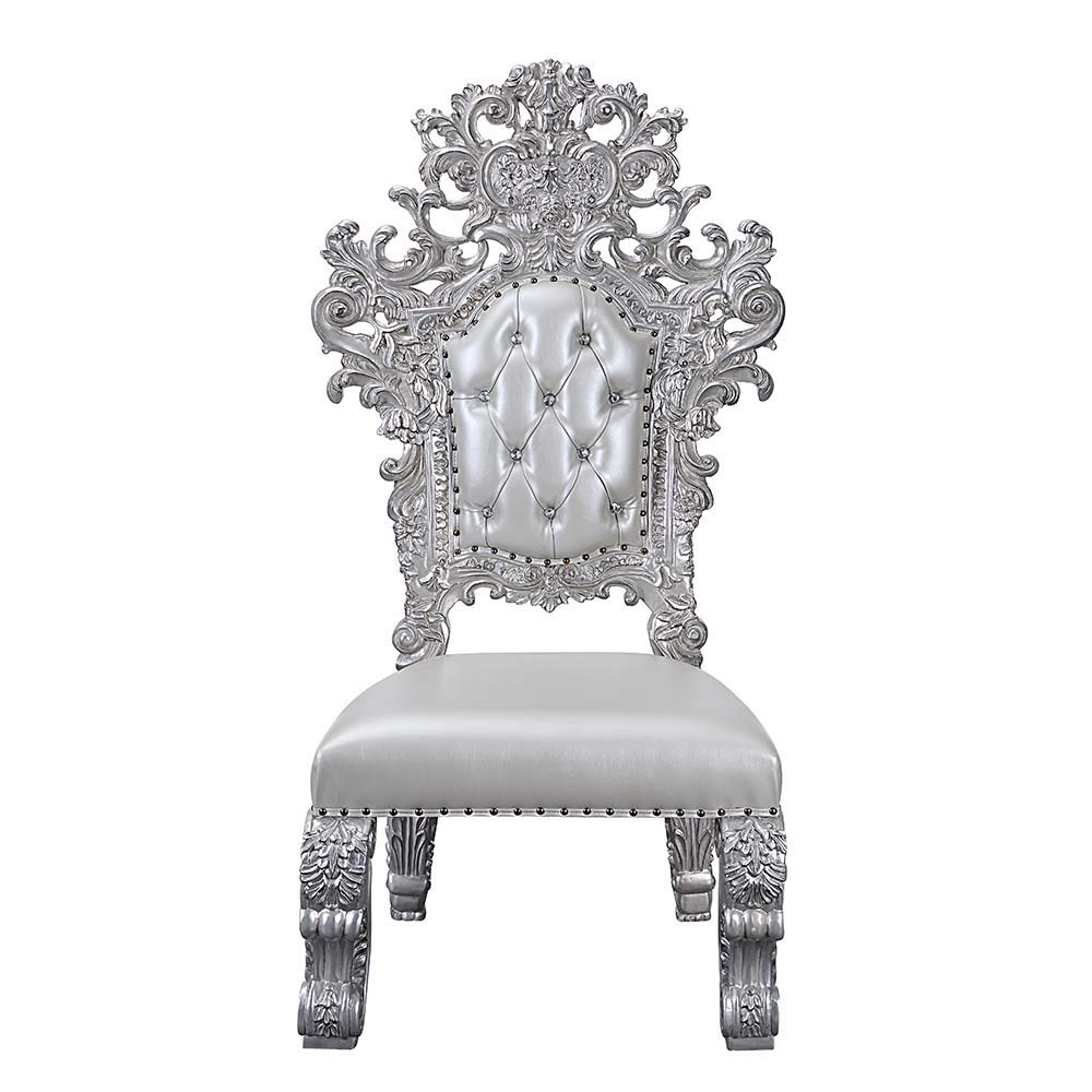 Valkyrie - Side Chair (Set of 2) - Synthetic Leather & Antique Platinum, silver, view 6